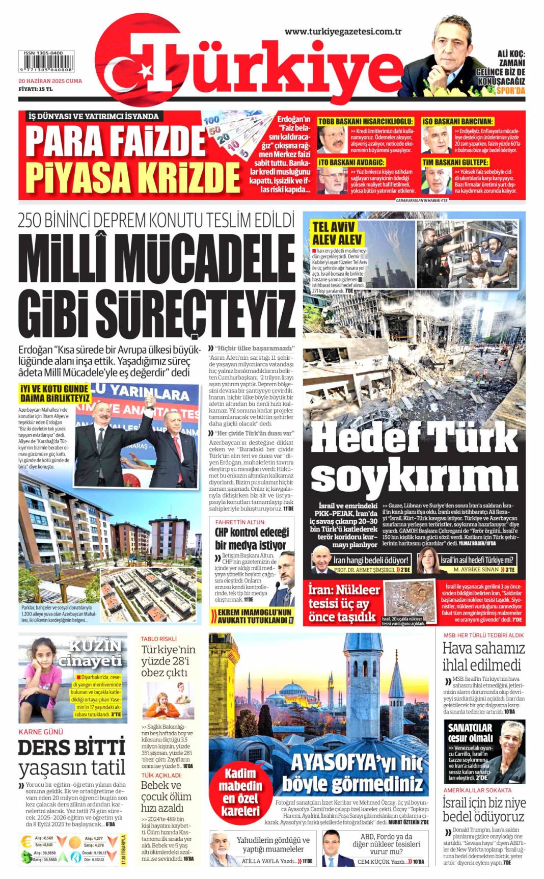 Kardeşlik mahallesi, 250 bininci konut sahibine teslim: 20 Haziran 2025 gazete manşetleri 5