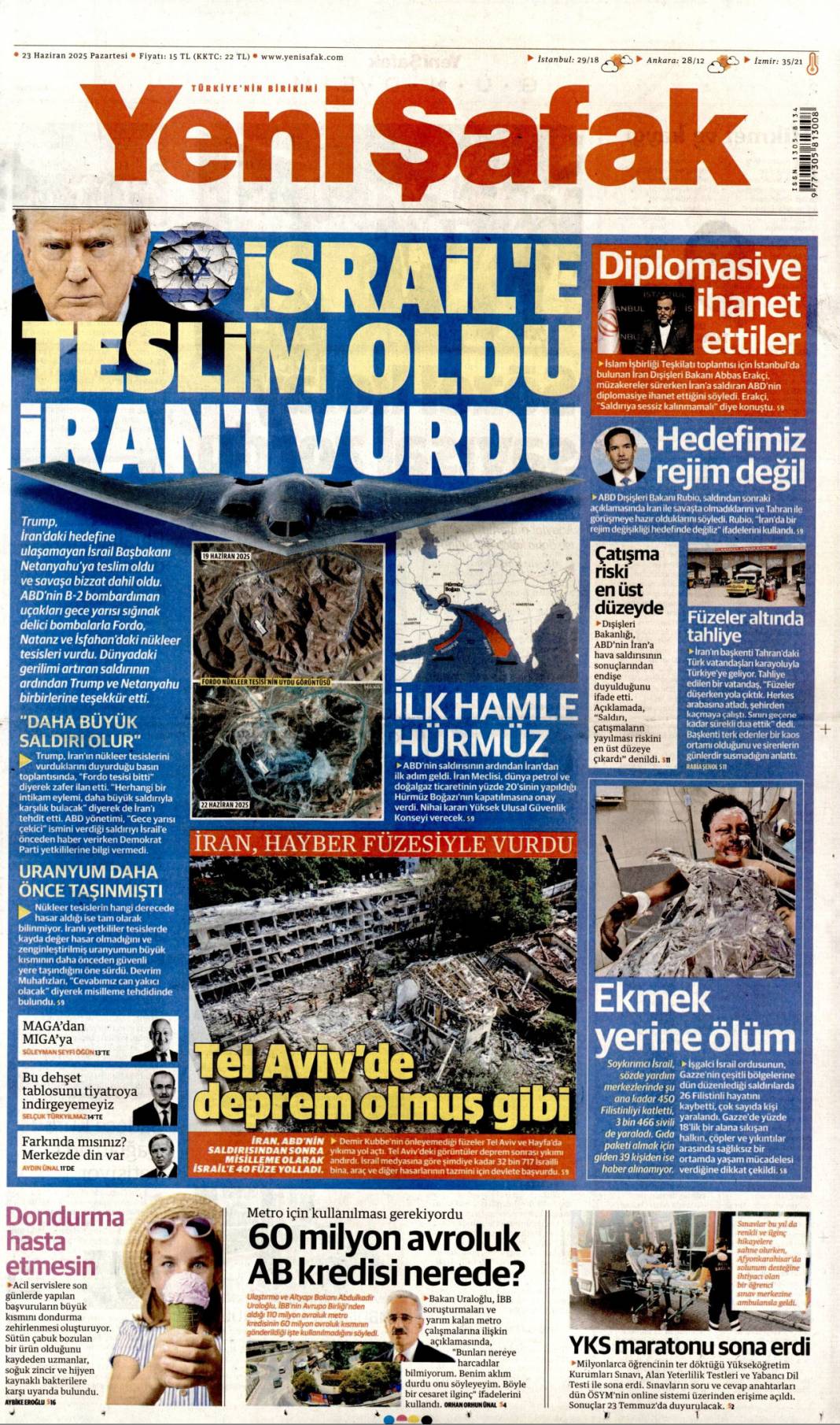 Dünya tetikte! ABD İran'ı vurdu kriz derinleşiyor: 23 Haziran 2025 gazete manşetleri 6