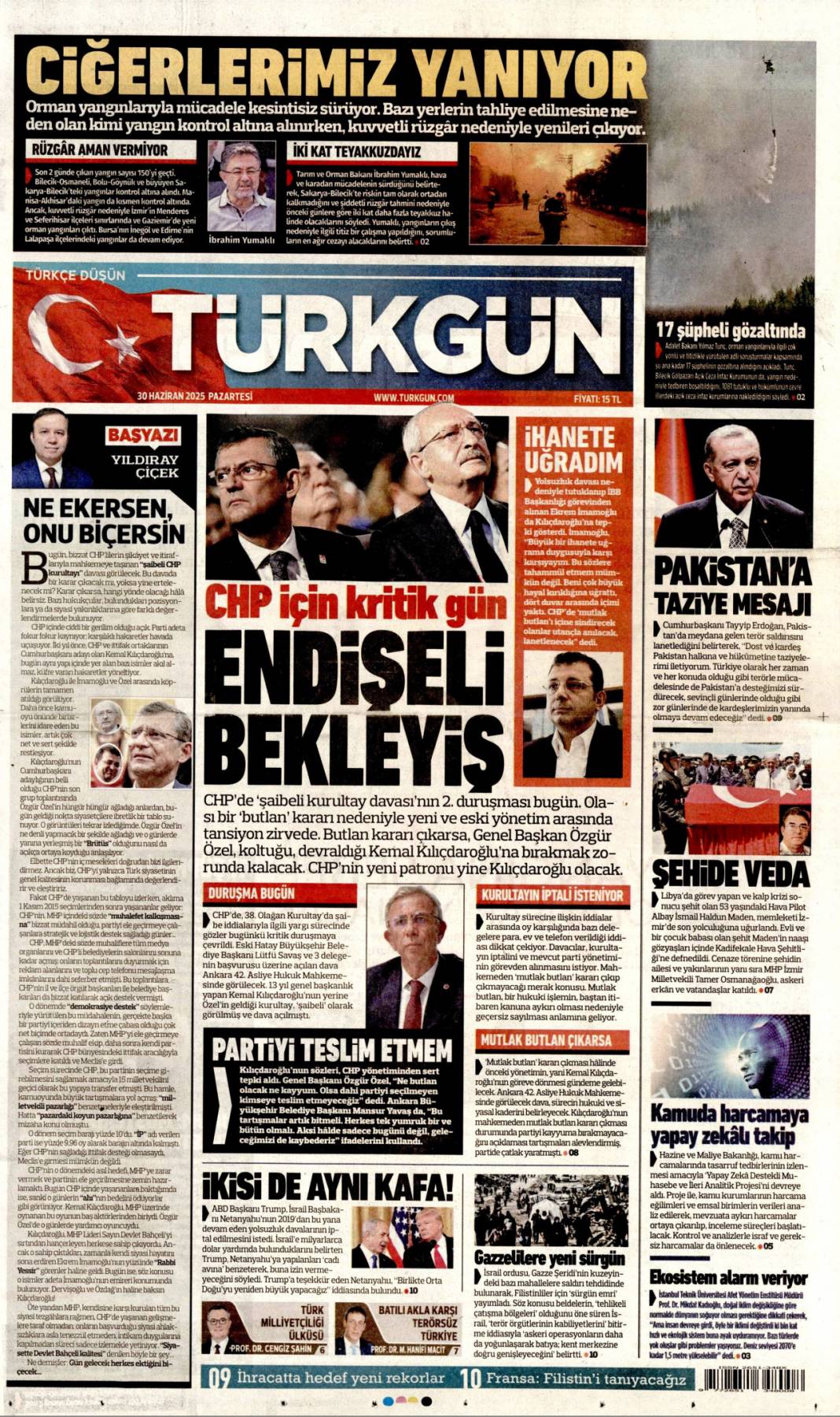 Şaibeli kongre CHP'yi ağır yaraladı: 30 Haziran 2025 gazete manşetleri 6
