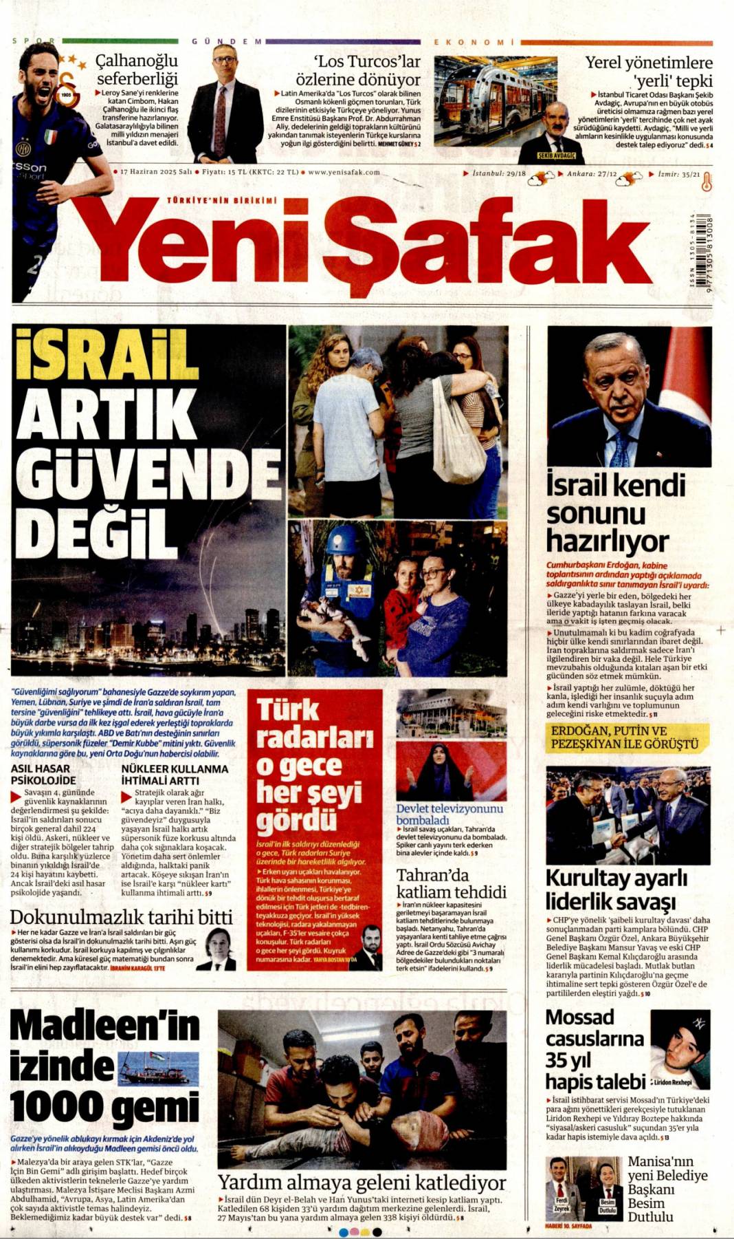 Mossad riskini erken çözdük: 17 haziran 2025 gazete manşetleri 6