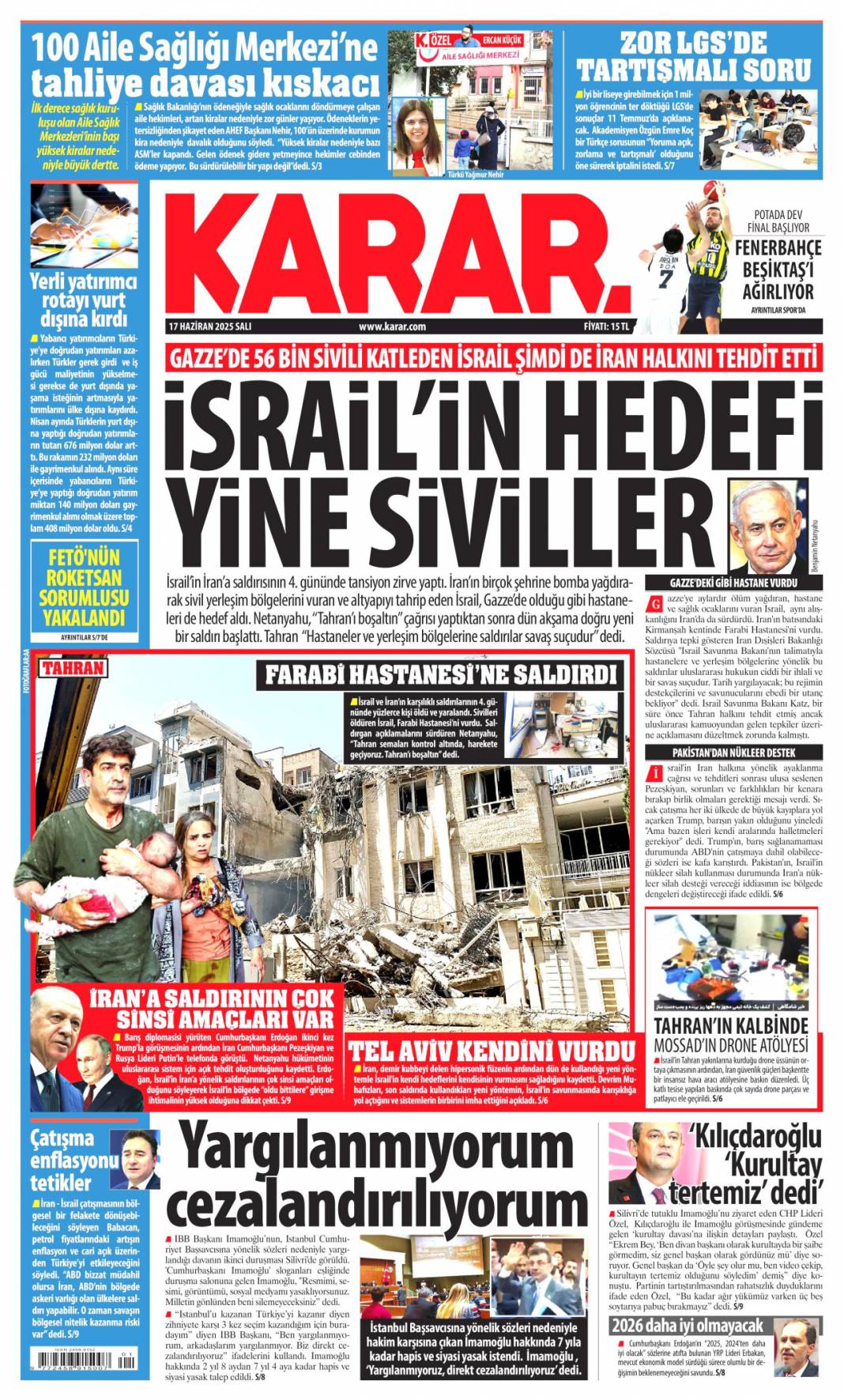 Mossad riskini erken çözdük: 17 haziran 2025 gazete manşetleri 7