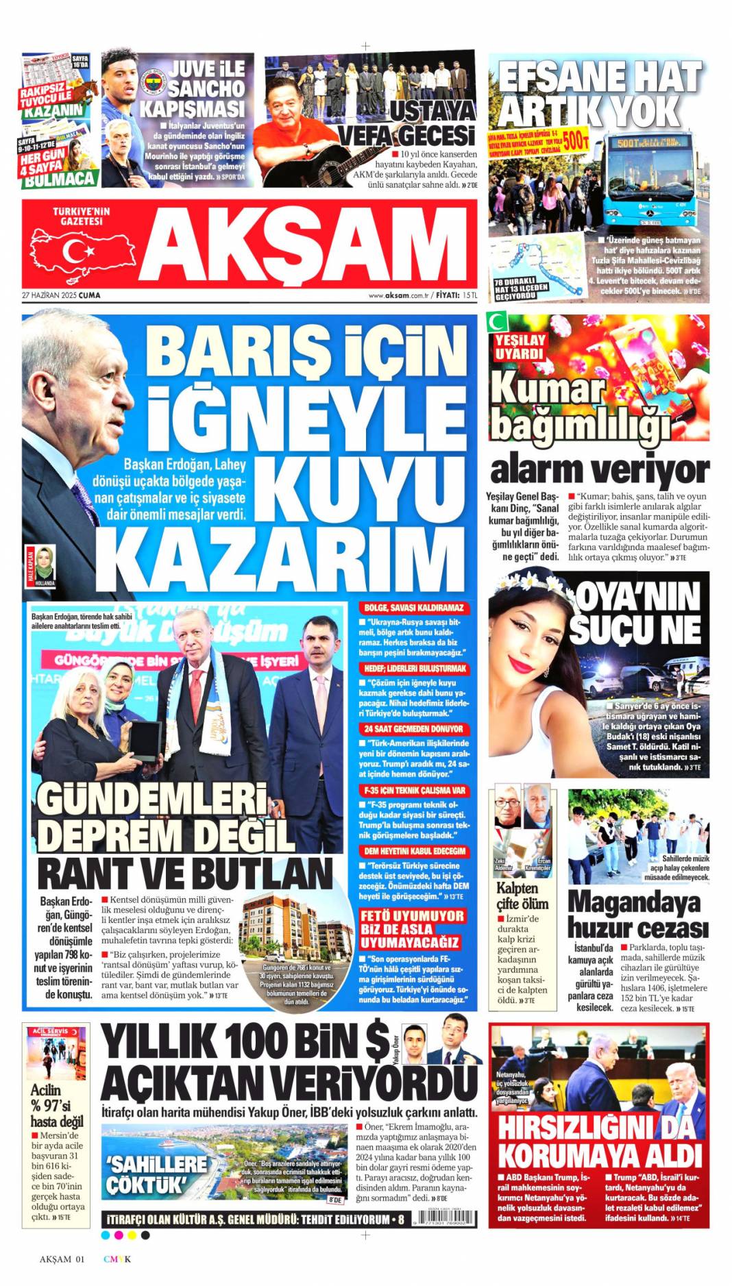 'CHP karşı çıktı biz yaptık' 27 Haziran 2025 gazete manşetleri 8