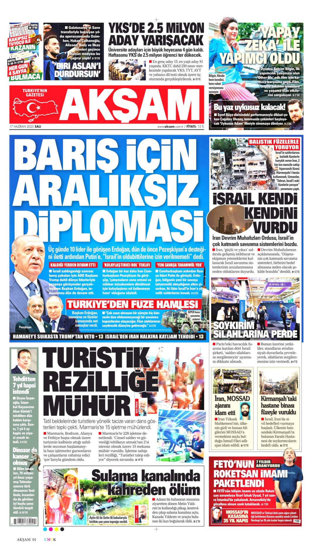 Mossad riskini erken çözdük: 17 haziran 2025 gazete manşetleri 8