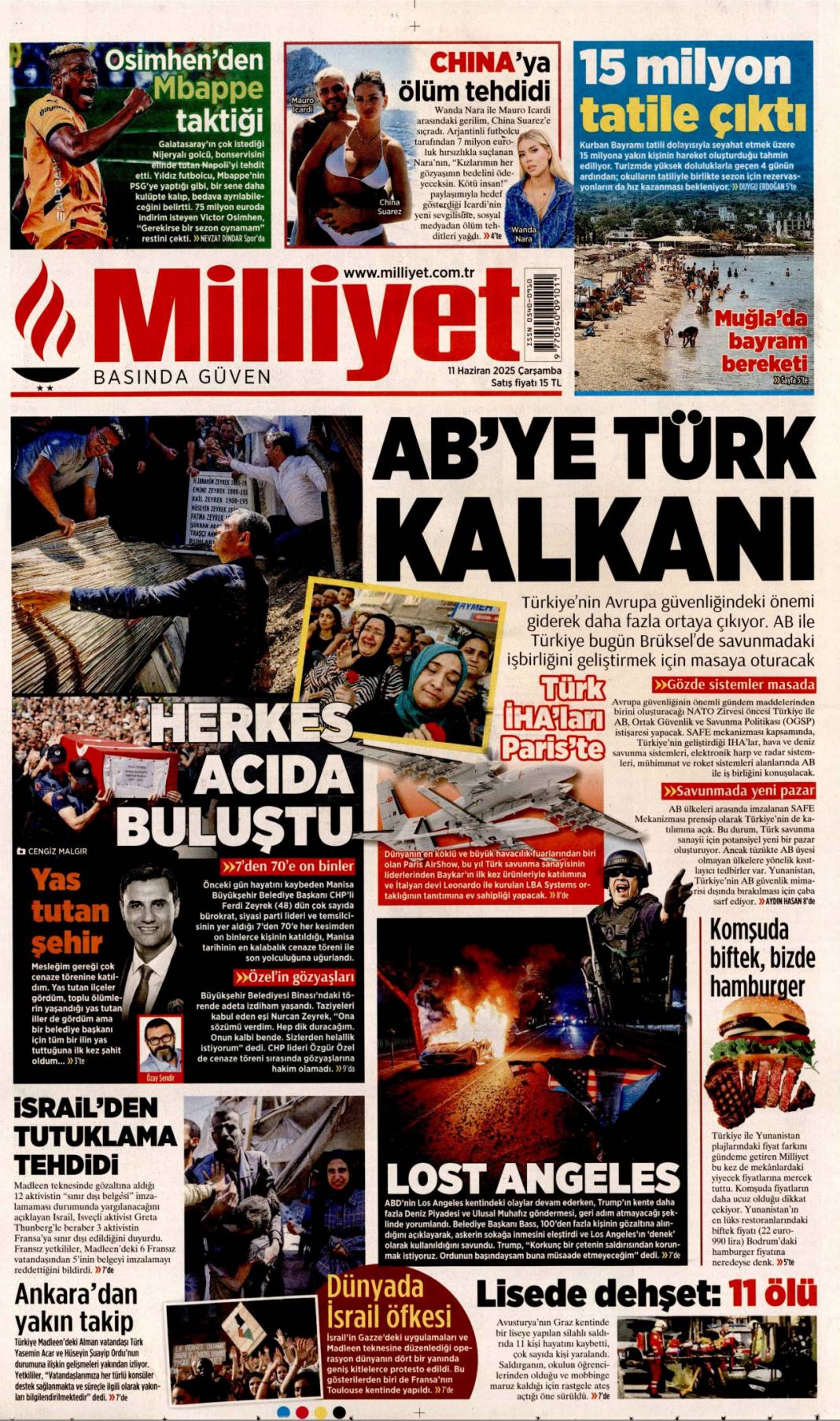 AB'ye Türk Kalkanı, Türk İHA'ları Paris'te: 11 Haziran 2025 gazete manşetleri 1