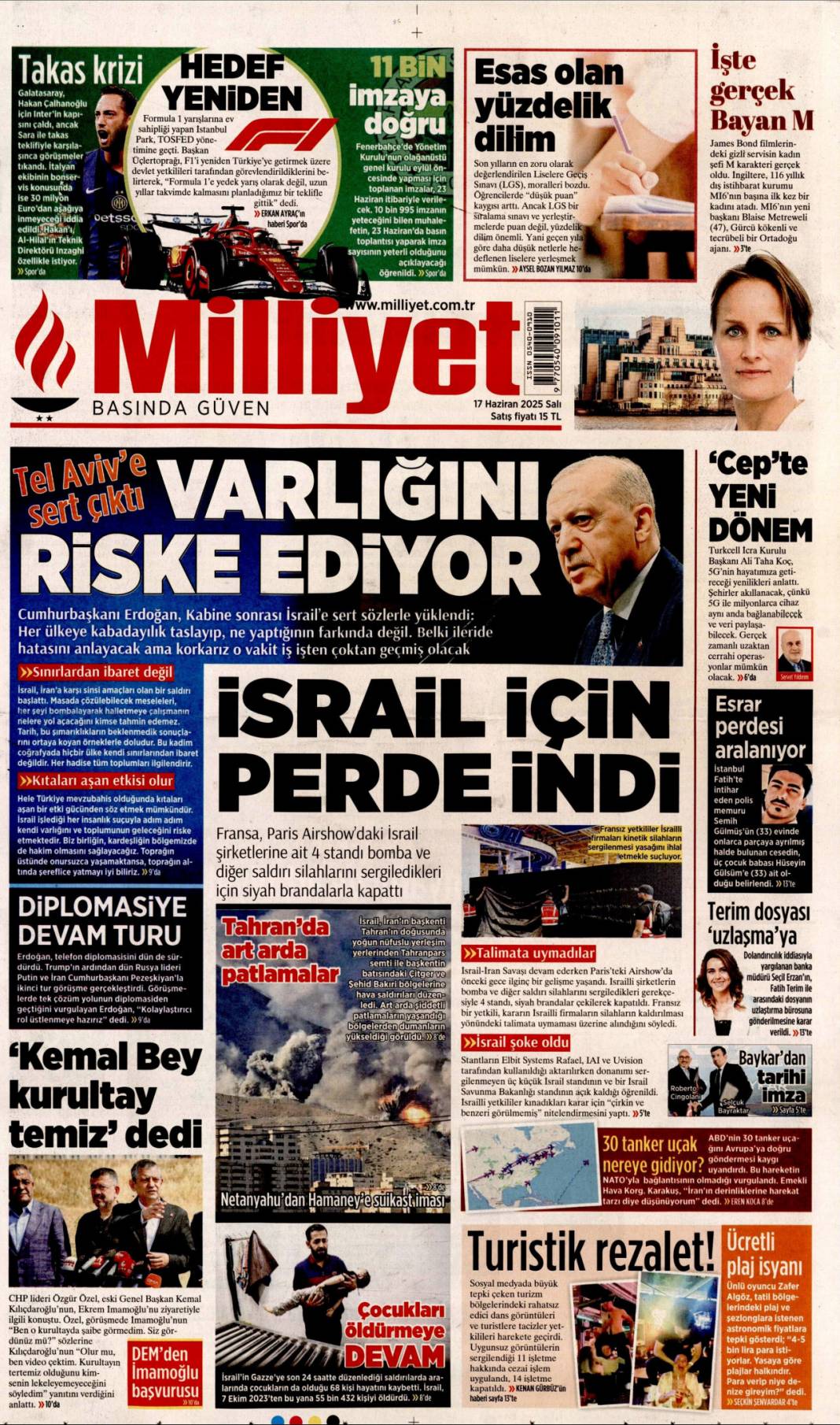 Mossad riskini erken çözdük: 17 haziran 2025 gazete manşetleri 9