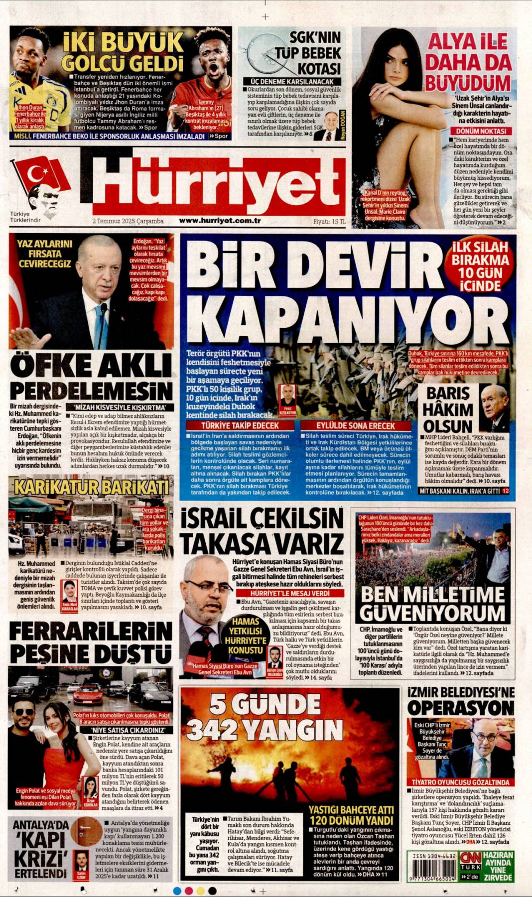 Bir devir kapanıyor! İlk silah bırakma on gün içinde: 2 Temmuz gazete manşetleri 1