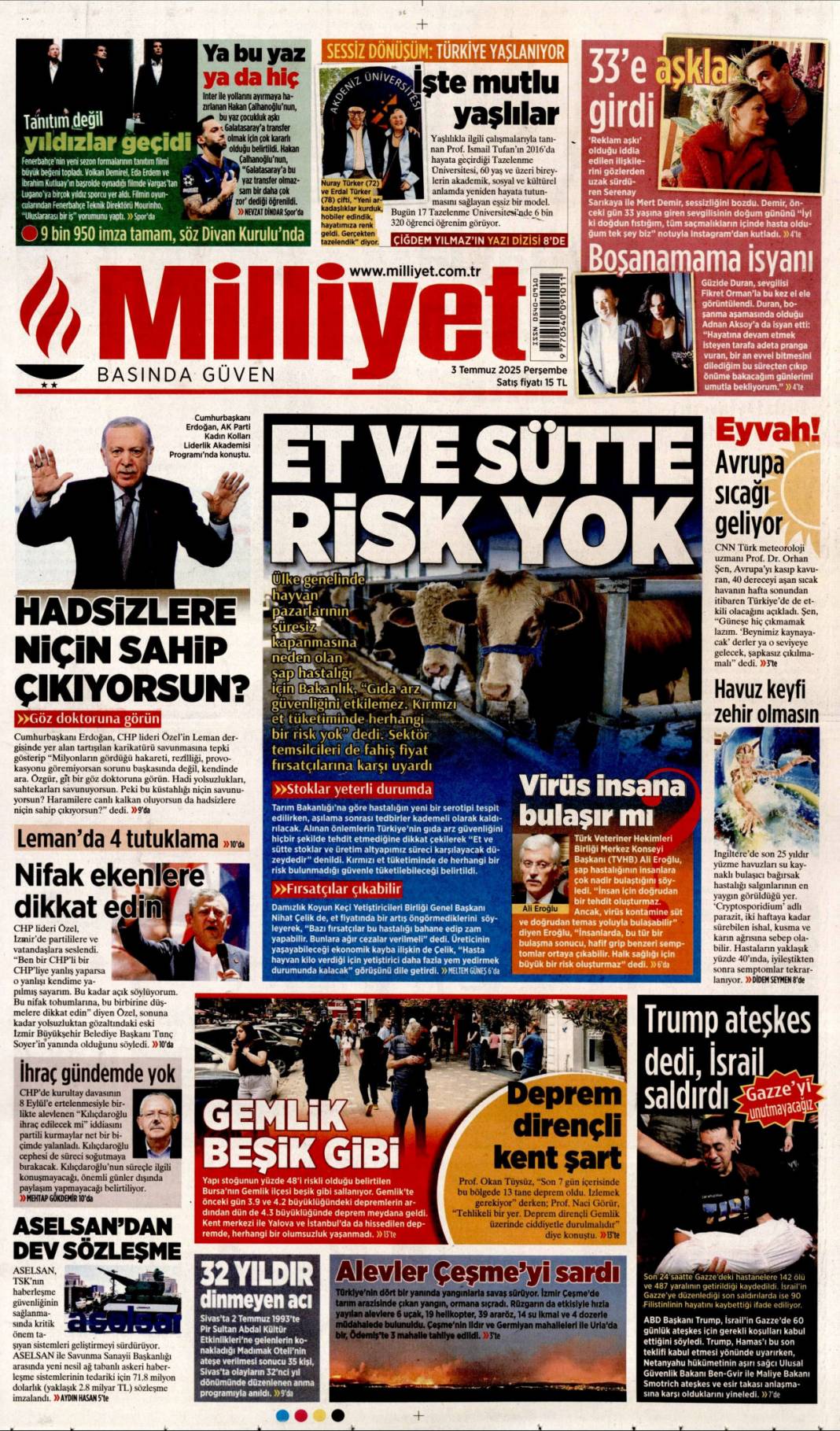 Özel'in Kiblesi yanlış! Erdoğan'dan Özel'e doktor tavsiyesi: 3 Temmuz gazete manşetleri 13