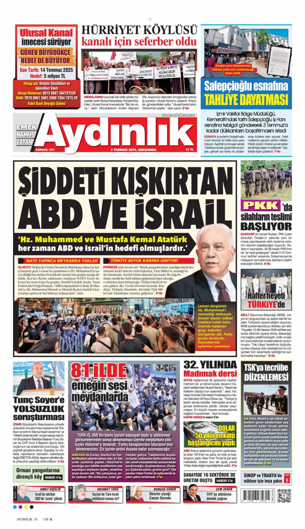 Bir devir kapanıyor! İlk silah bırakma on gün içinde: 2 Temmuz gazete manşetleri 16