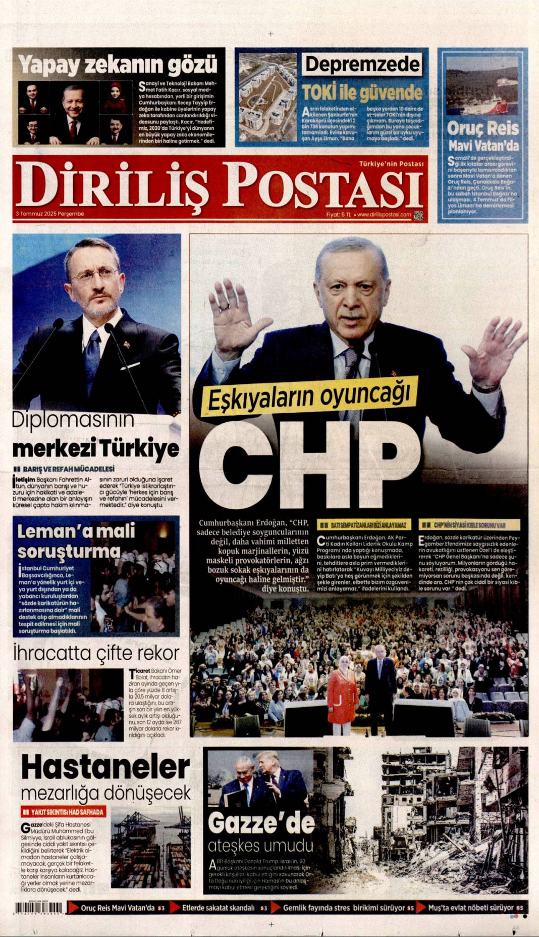 Özel'in Kiblesi yanlış! Erdoğan'dan Özel'e doktor tavsiyesi: 3 Temmuz gazete manşetleri 18