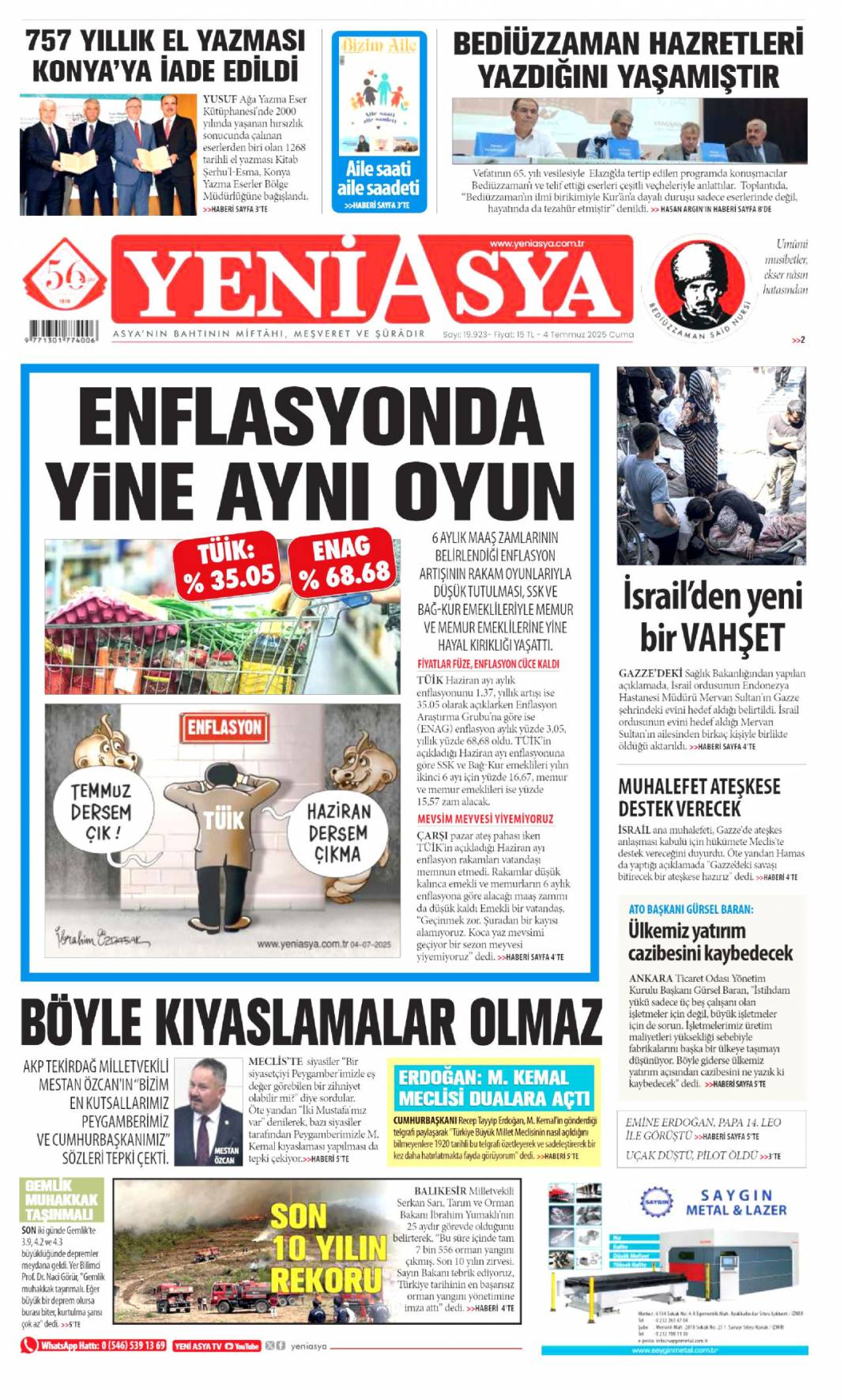 Beni CHP'liler yaktı! Tek sorumlu kumpasçı CHP'liler: 4 Temmuz gazete manşetleri 18