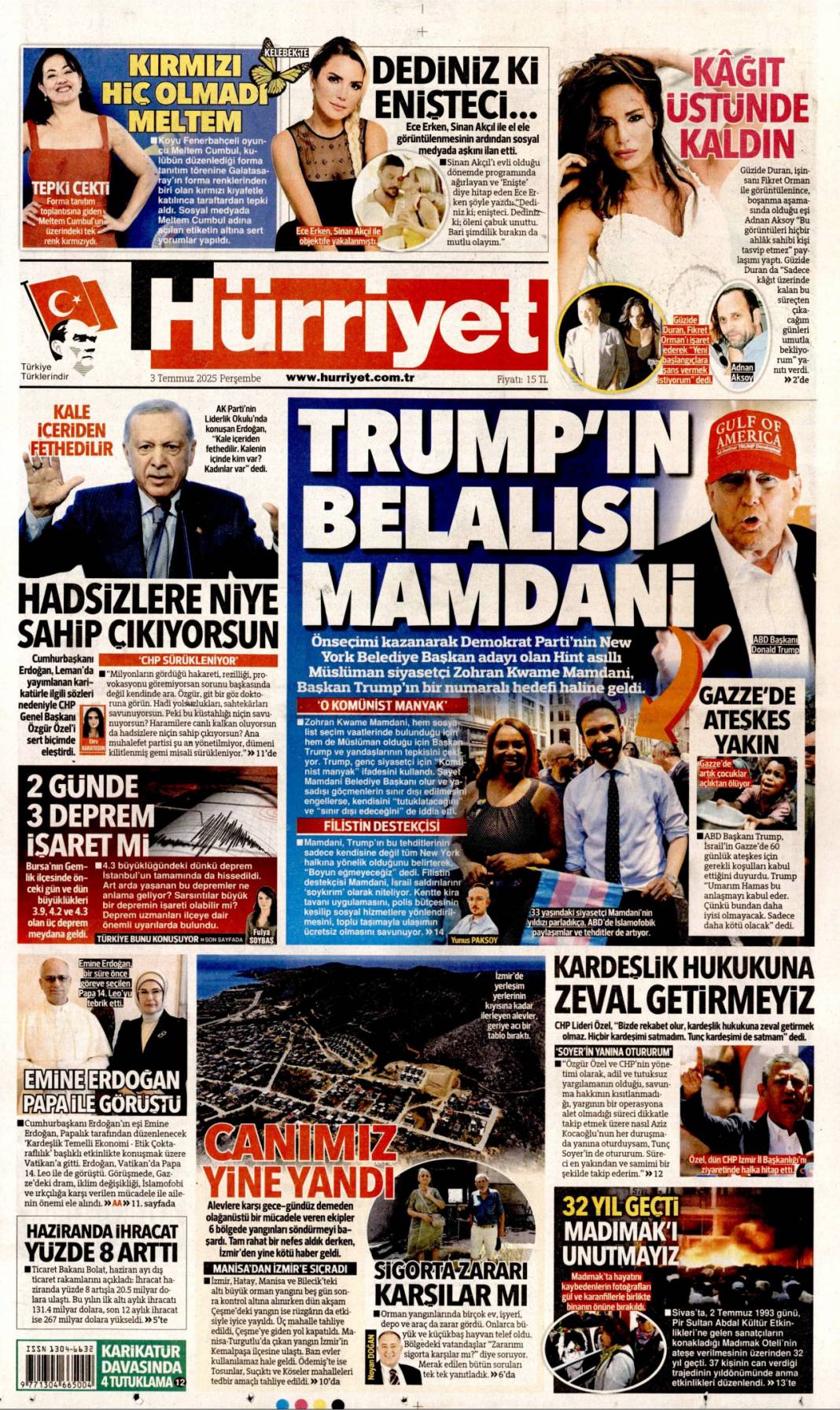 Özel'in Kiblesi yanlış! Erdoğan'dan Özel'e doktor tavsiyesi: 3 Temmuz gazete manşetleri 2