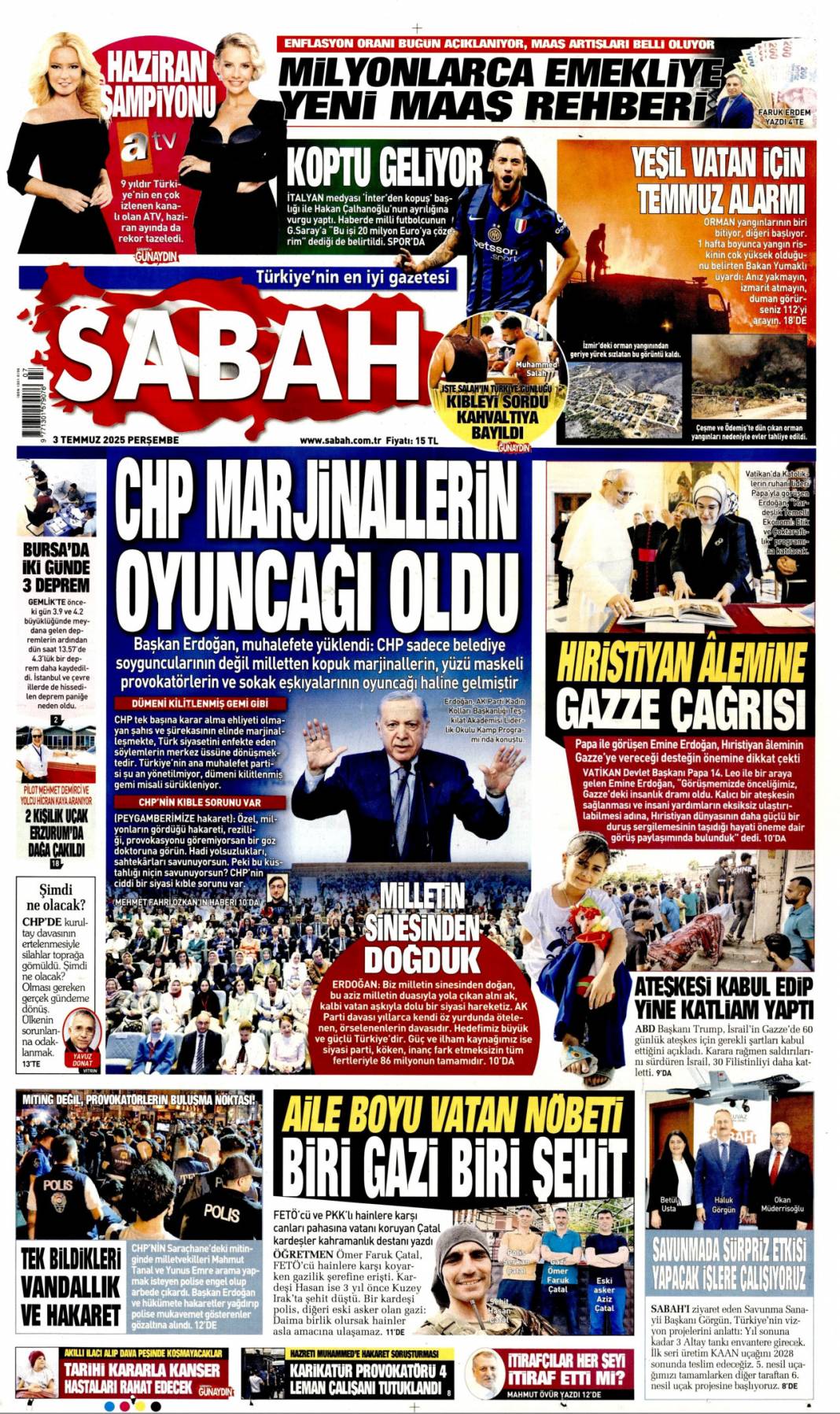 Özel'in Kiblesi yanlış! Erdoğan'dan Özel'e doktor tavsiyesi: 3 Temmuz gazete manşetleri 3