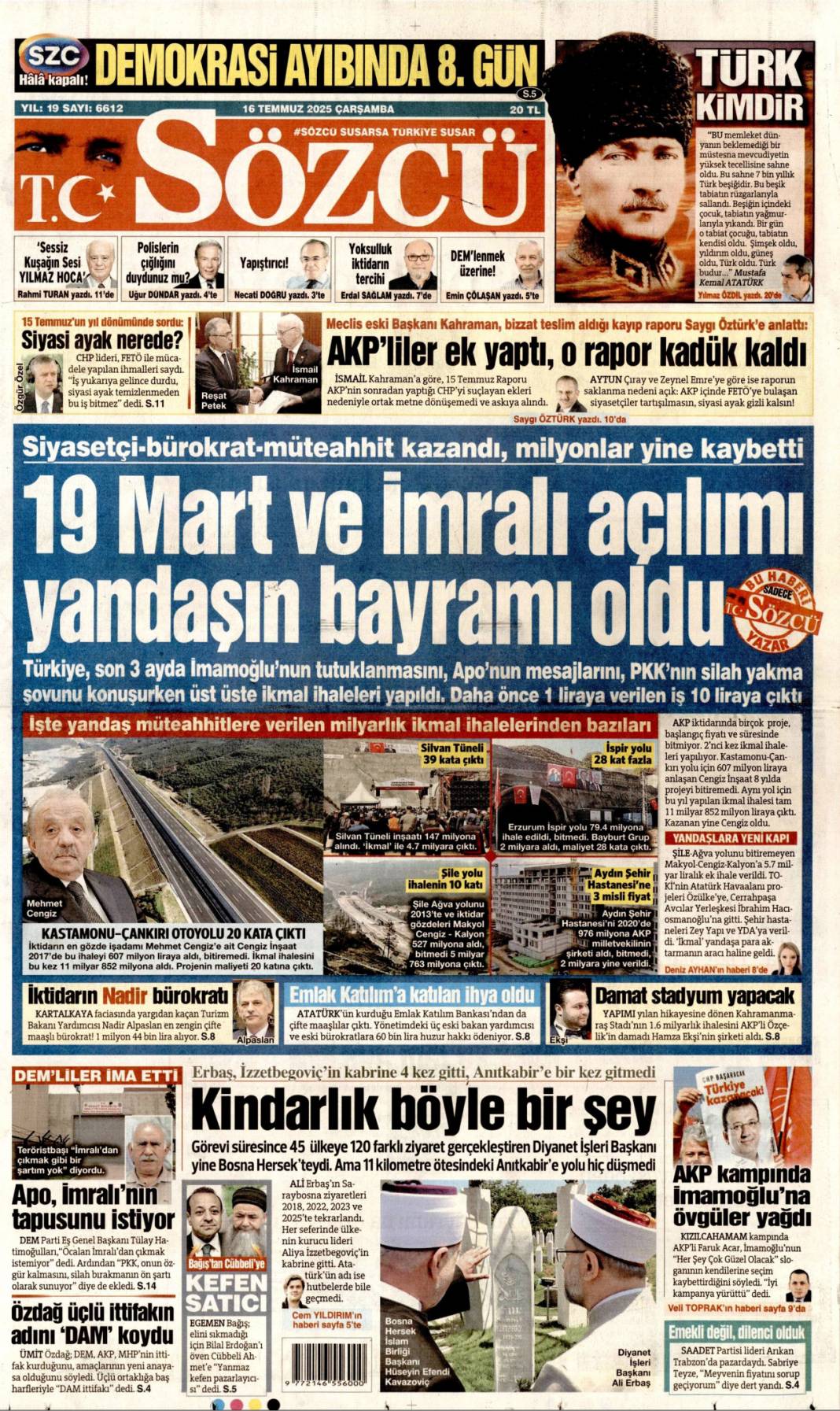 FETÖ'nün dirilmesine geçit yok, Hakmar ve Tatbak'ın 895 şubesine kayyum atandı: 16 Temmuz gazete manşetleri 4