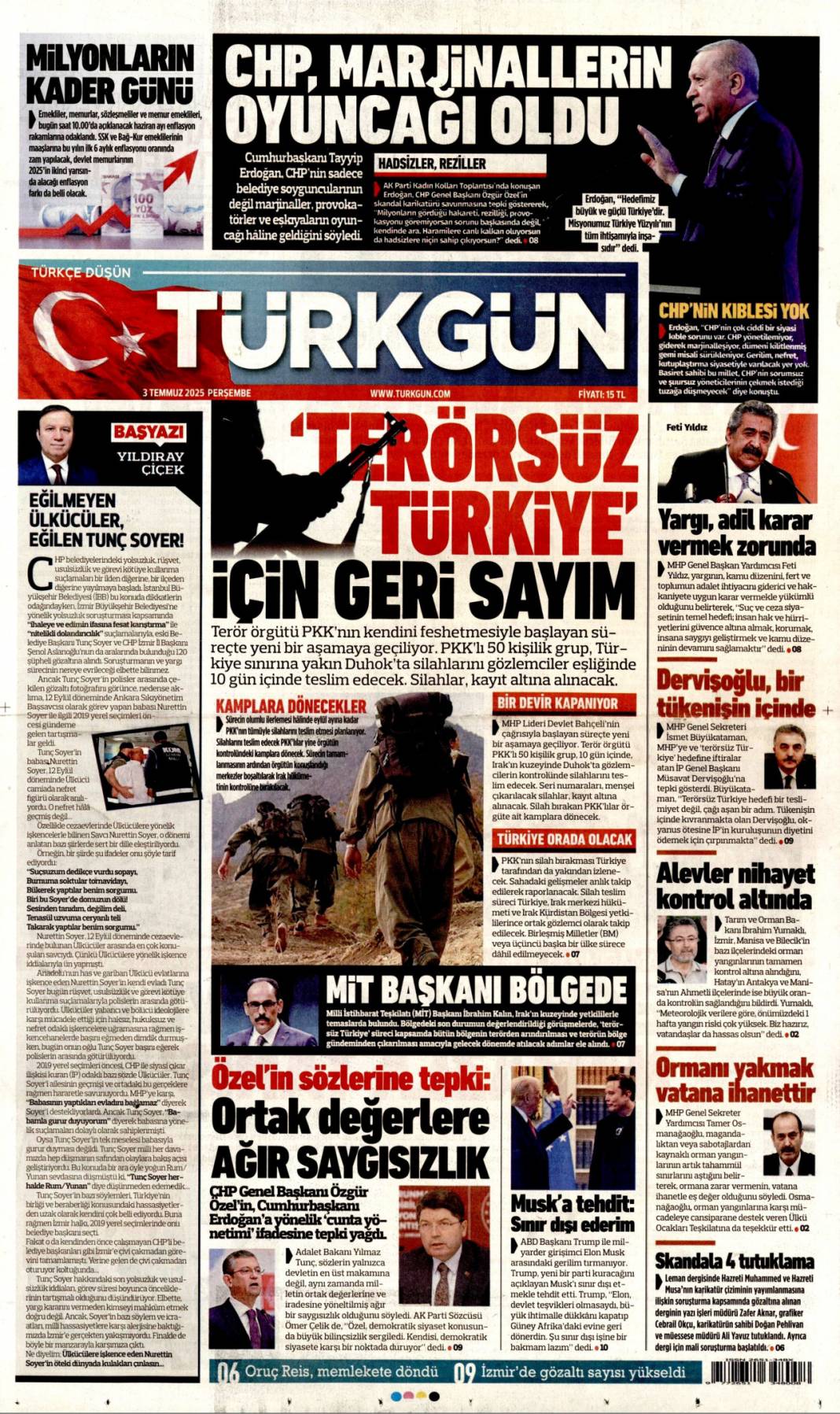 Özel'in Kiblesi yanlış! Erdoğan'dan Özel'e doktor tavsiyesi: 3 Temmuz gazete manşetleri 7