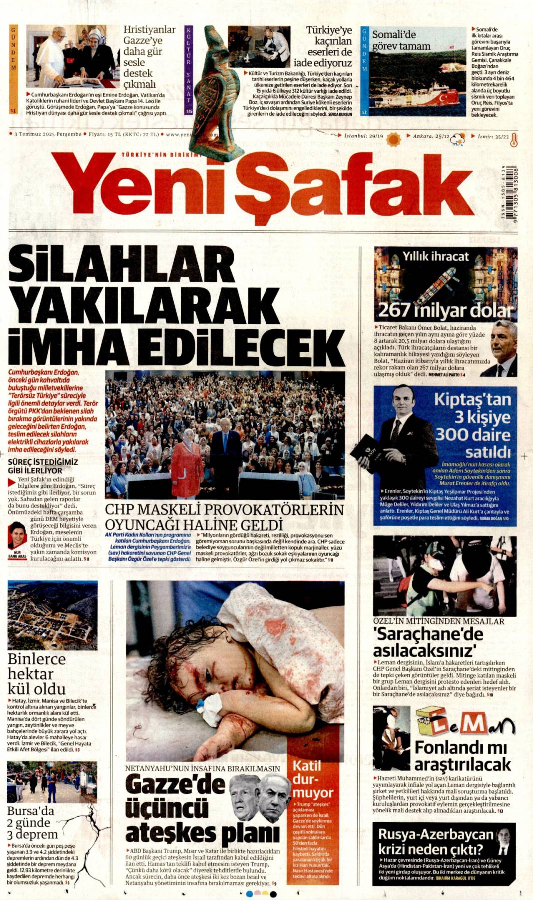 Özel'in Kiblesi yanlış! Erdoğan'dan Özel'e doktor tavsiyesi: 3 Temmuz gazete manşetleri 9