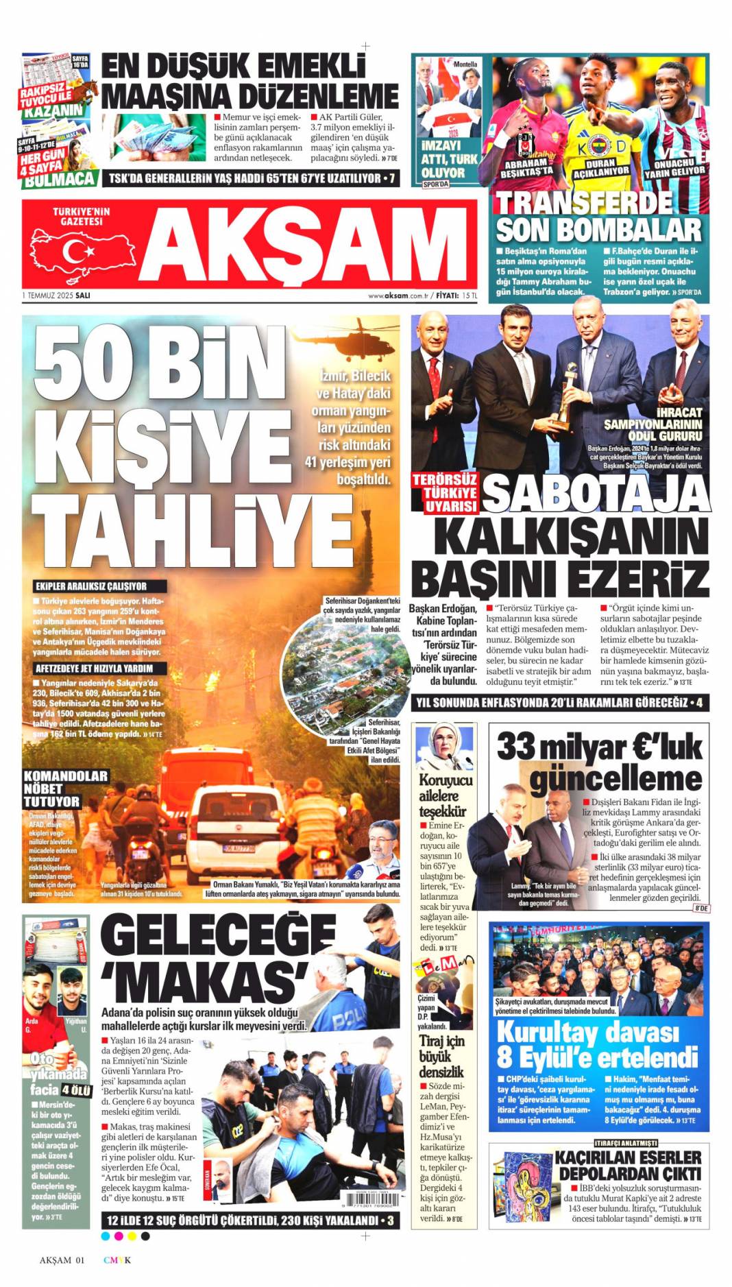 Kurultay'ın kaderi ceza davasında: 1 Temmuz 2025 Salı gazete manşetleri 10