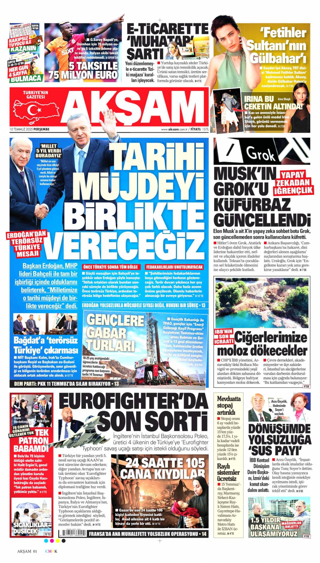 Cumhurbaşkanı Erdoğan: Haraç partisi! 10 Temmuz 2025 Perşembe gazete manşetleri 2