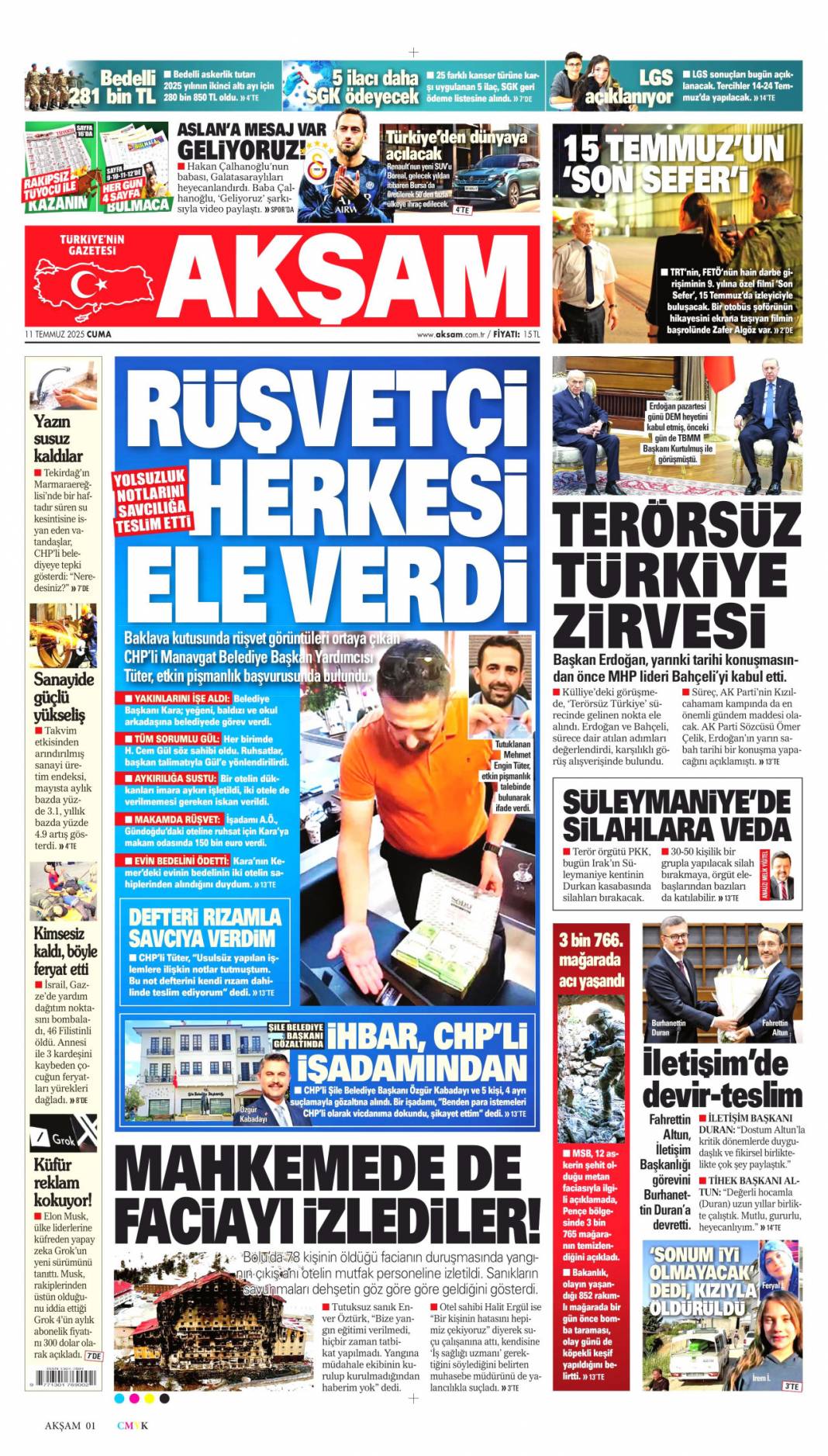 Silahlar böyle bırakılacak: 11 Temmuz 2025 Cuma gazete manşetleri 6