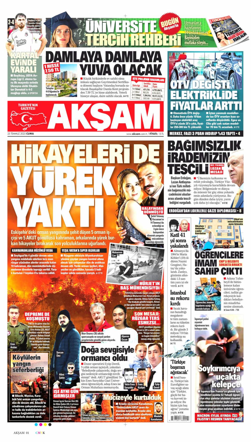 Vatan sevdalılarını yüreğimize gömdük: 25 Temmuz 2025 Cuma güncel gazete manşetleri 6