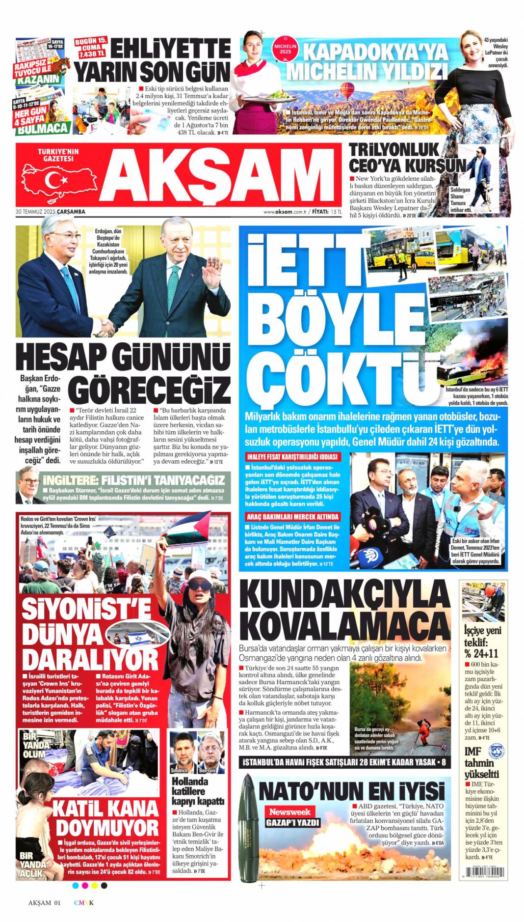 On yıl yetmez ver müebbeti: 30 Temmuz 2025 Çarşamba güncel gazete manşetleri 2