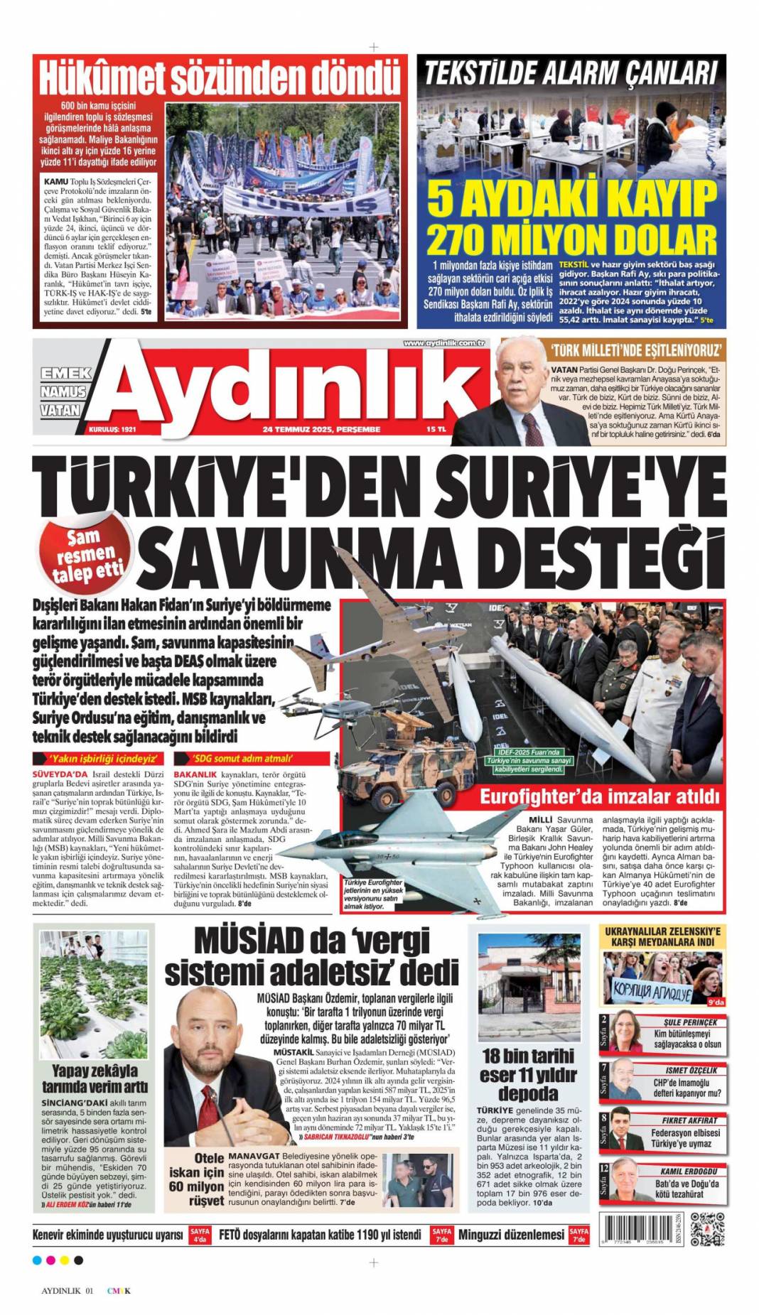 Çelik kubbemize 5 süper güç: 24 Temmuz 2025 Perşembe güncel gazete manşetleri 3