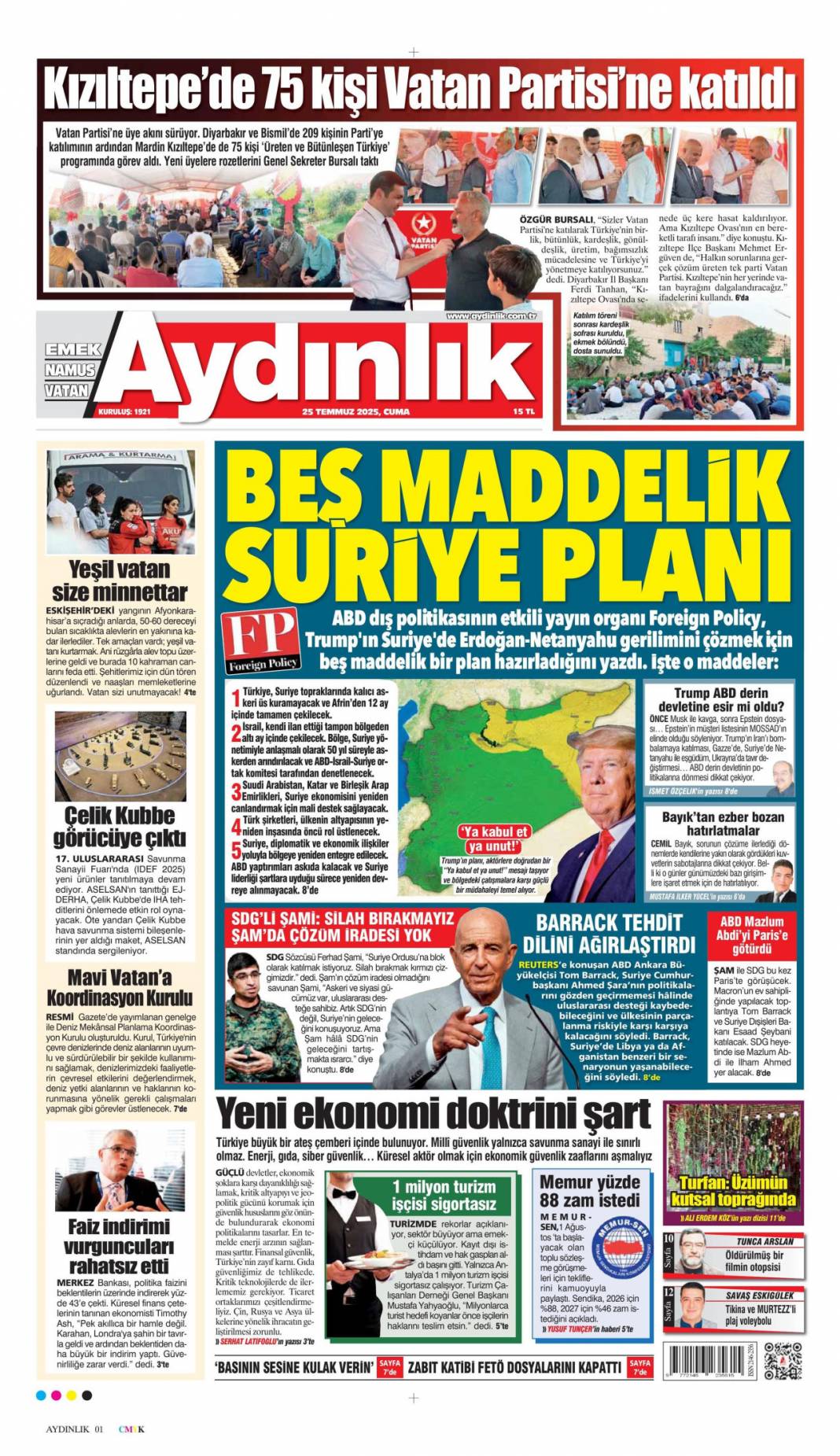 Vatan sevdalılarını yüreğimize gömdük: 25 Temmuz 2025 Cuma güncel gazete manşetleri 7