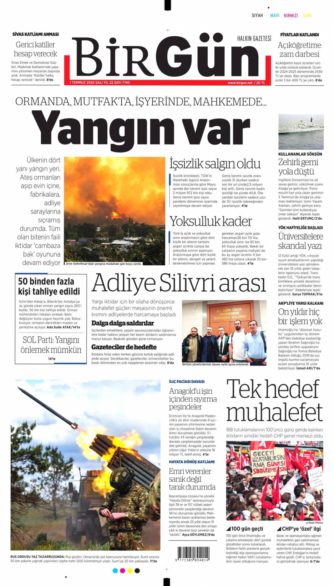 Kurultay'ın kaderi ceza davasında: 1 Temmuz 2025 Salı gazete manşetleri 8