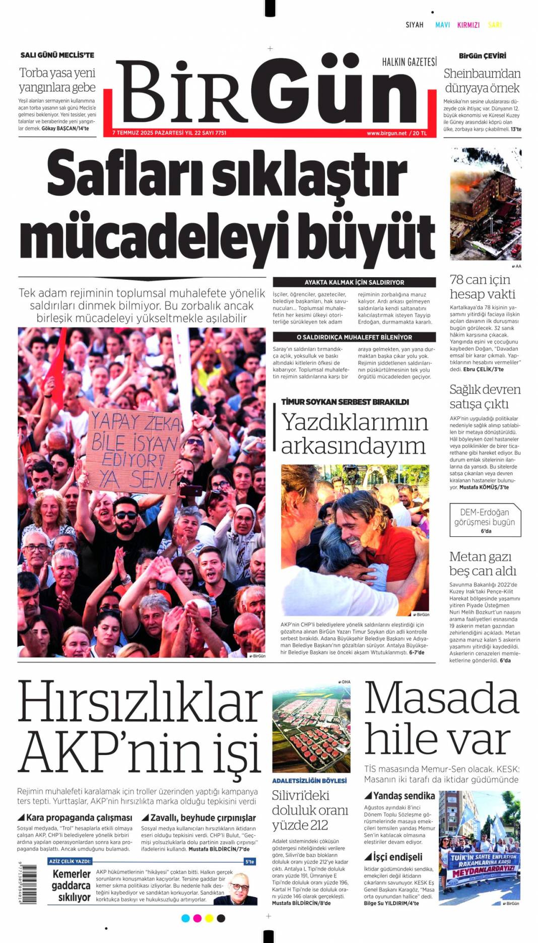 41 yıl sonra silahlara veda: 7 Temmuz 2025  Pazartesi, güncel gazete manşetleri 7