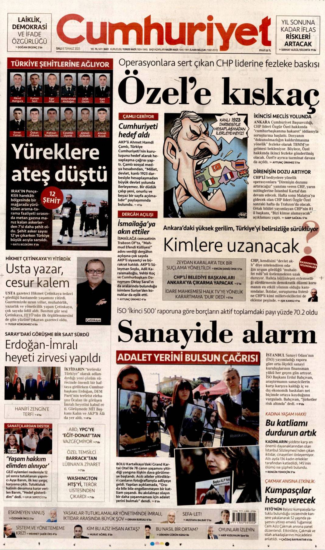 Adım adım terörsüz Türkiye'ye doğru: 8 Temmuz 2025 Salı, güncel gazete manşetleri 2