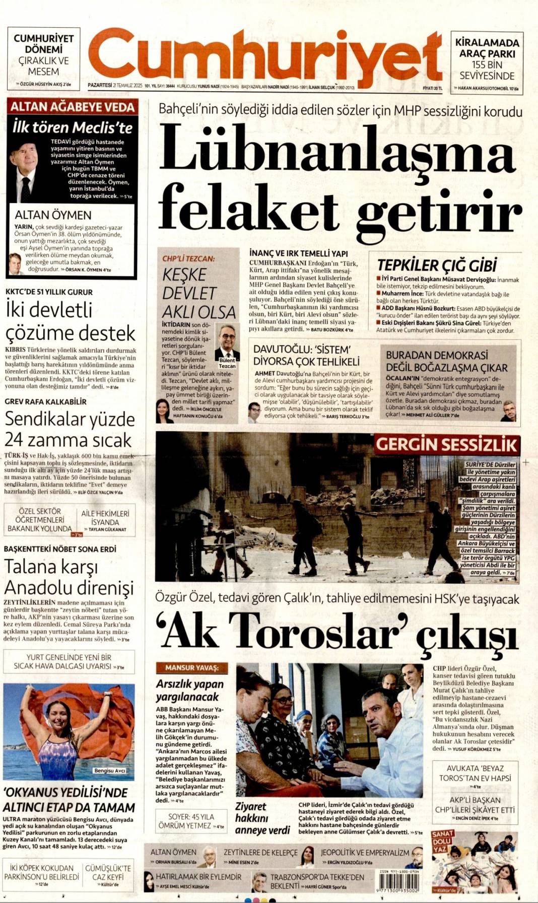 Plajlarda virüs alarmı: 21 Temmuz 2025 Pazartesi gazete manşetleri 4