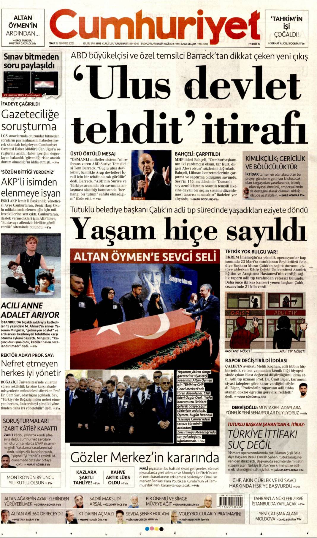 LGS iftirası büyük ahlaksızlık: 22 Temmuz 2025 Salı güncel gazete manşetleri 5