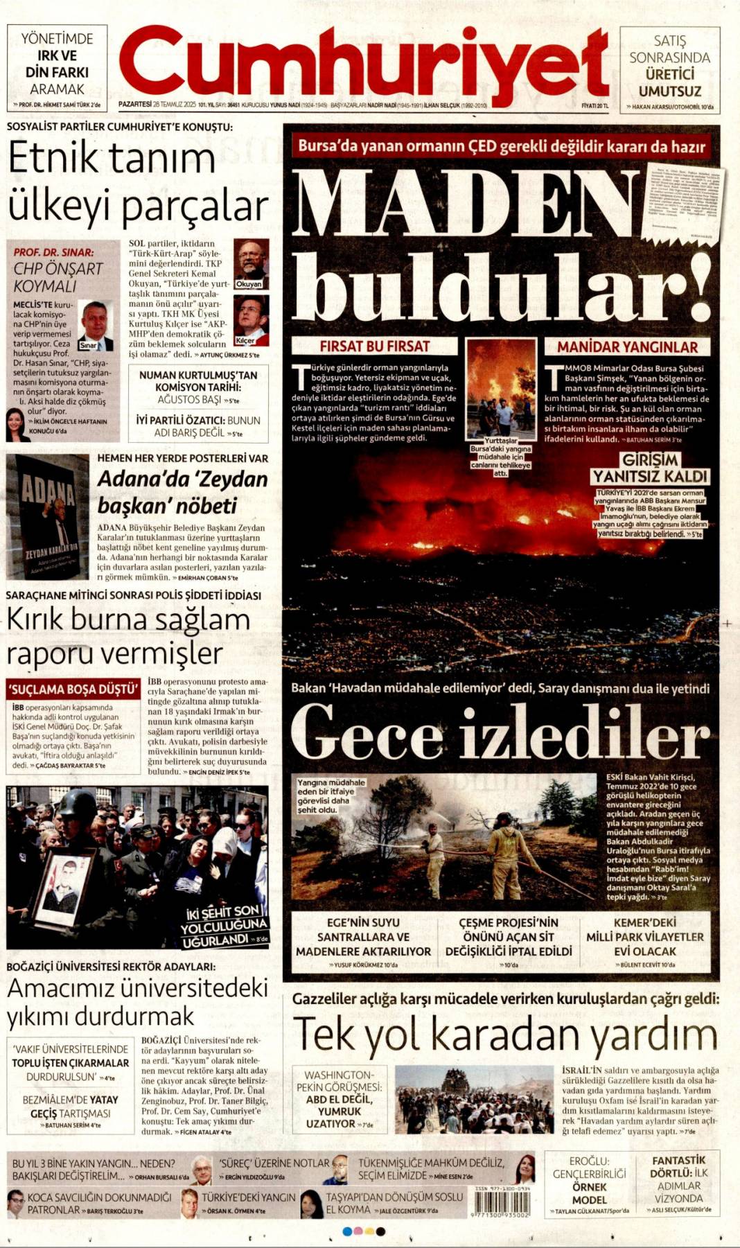 Seferberlik ruhu: Teyakkuz halindeyiz! 28 Temmuz 2025 Pazartesi güncel gazete manşetleri 3