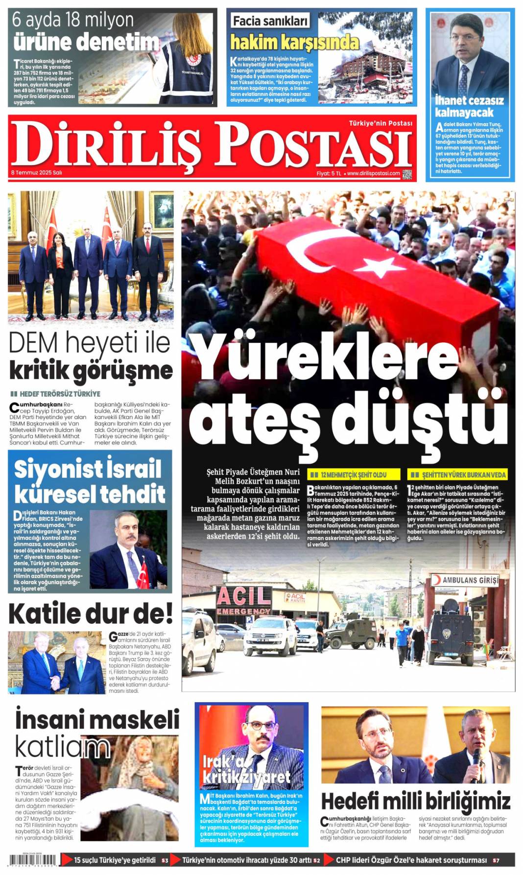 Adım adım terörsüz Türkiye'ye doğru: 8 Temmuz 2025 Salı, güncel gazete manşetleri 6