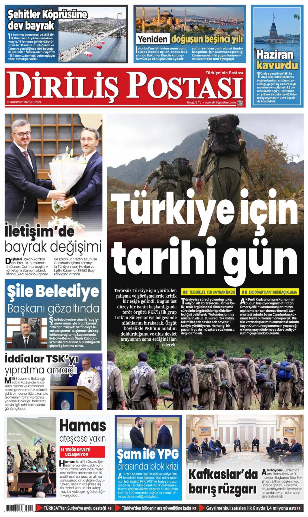 Silahlar böyle bırakılacak: 11 Temmuz 2025 Cuma gazete manşetleri 10