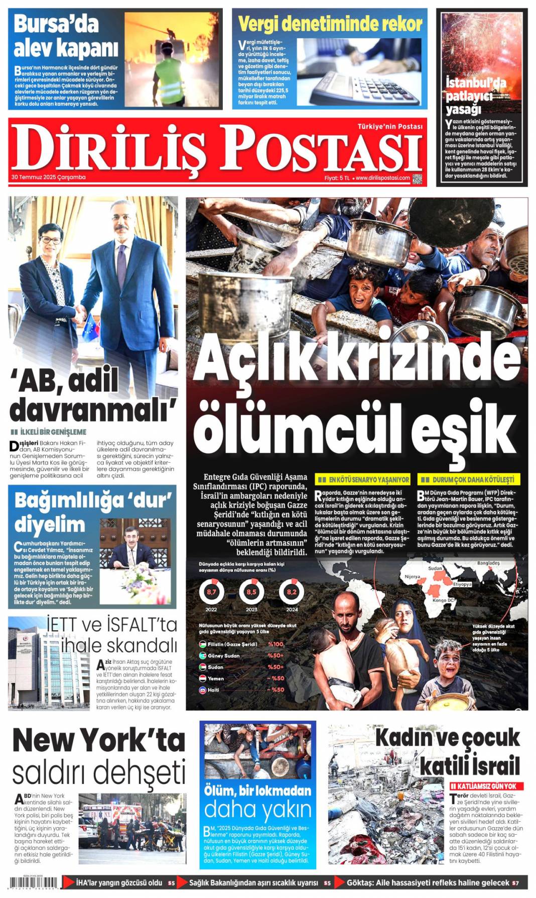 On yıl yetmez ver müebbeti: 30 Temmuz 2025 Çarşamba güncel gazete manşetleri 23