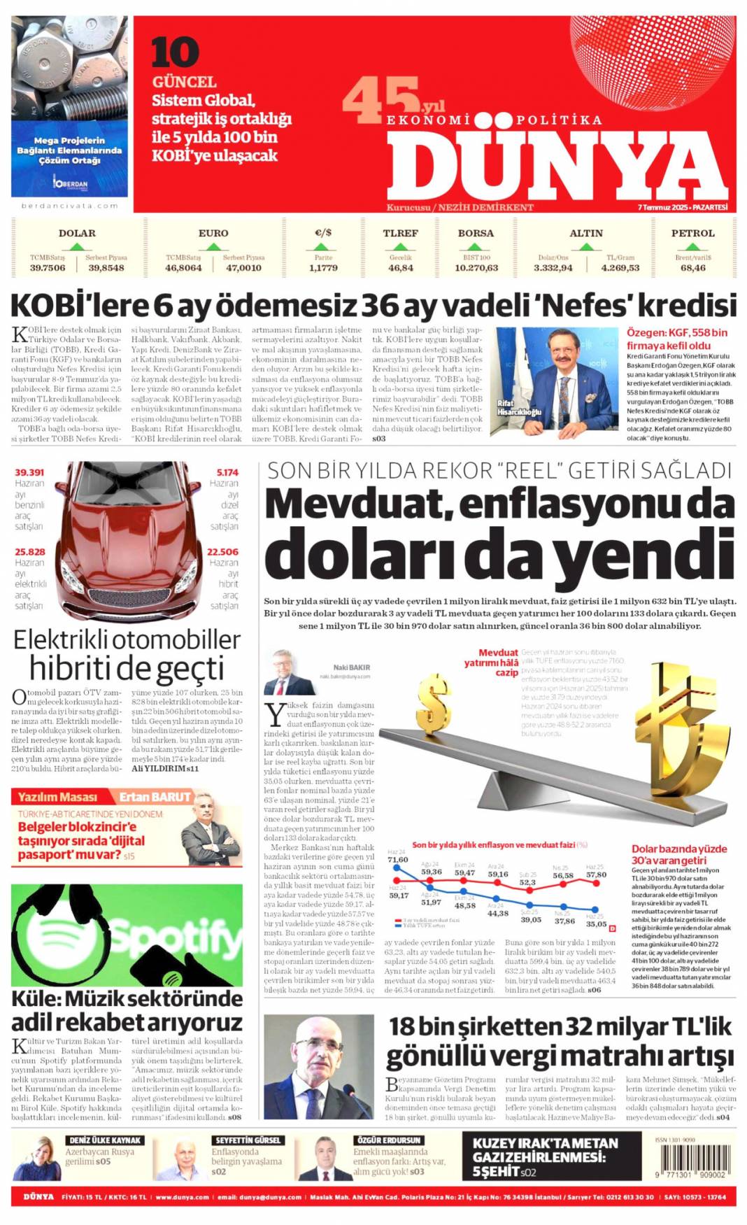 41 yıl sonra silahlara veda: 7 Temmuz 2025  Pazartesi, güncel gazete manşetleri 10