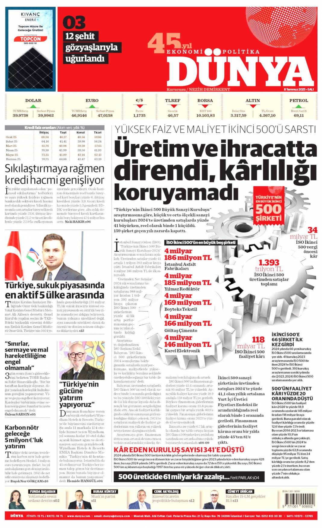 Adım adım terörsüz Türkiye'ye doğru: 8 Temmuz 2025 Salı, güncel gazete manşetleri 7