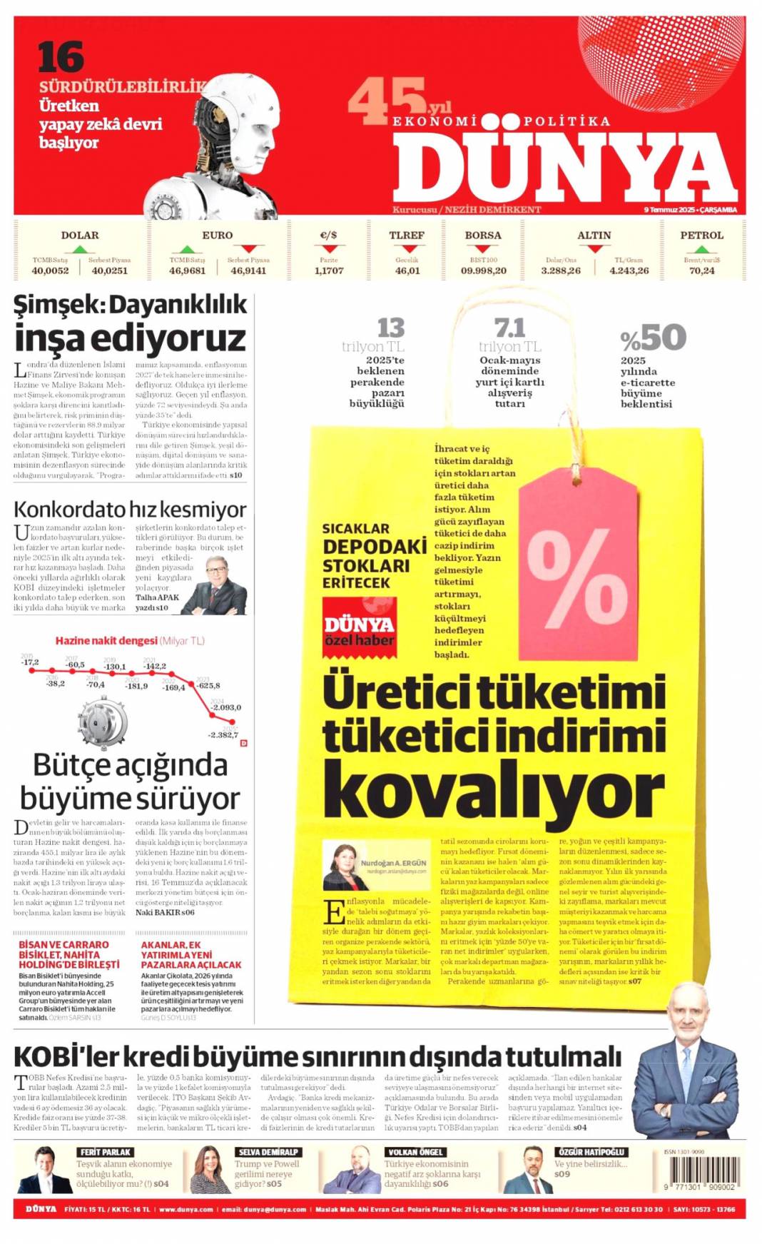 Katliamcıdan nobel gazı: 9 Temmuz 2025 Çarşamba, güncel gazete manşetleri... 21