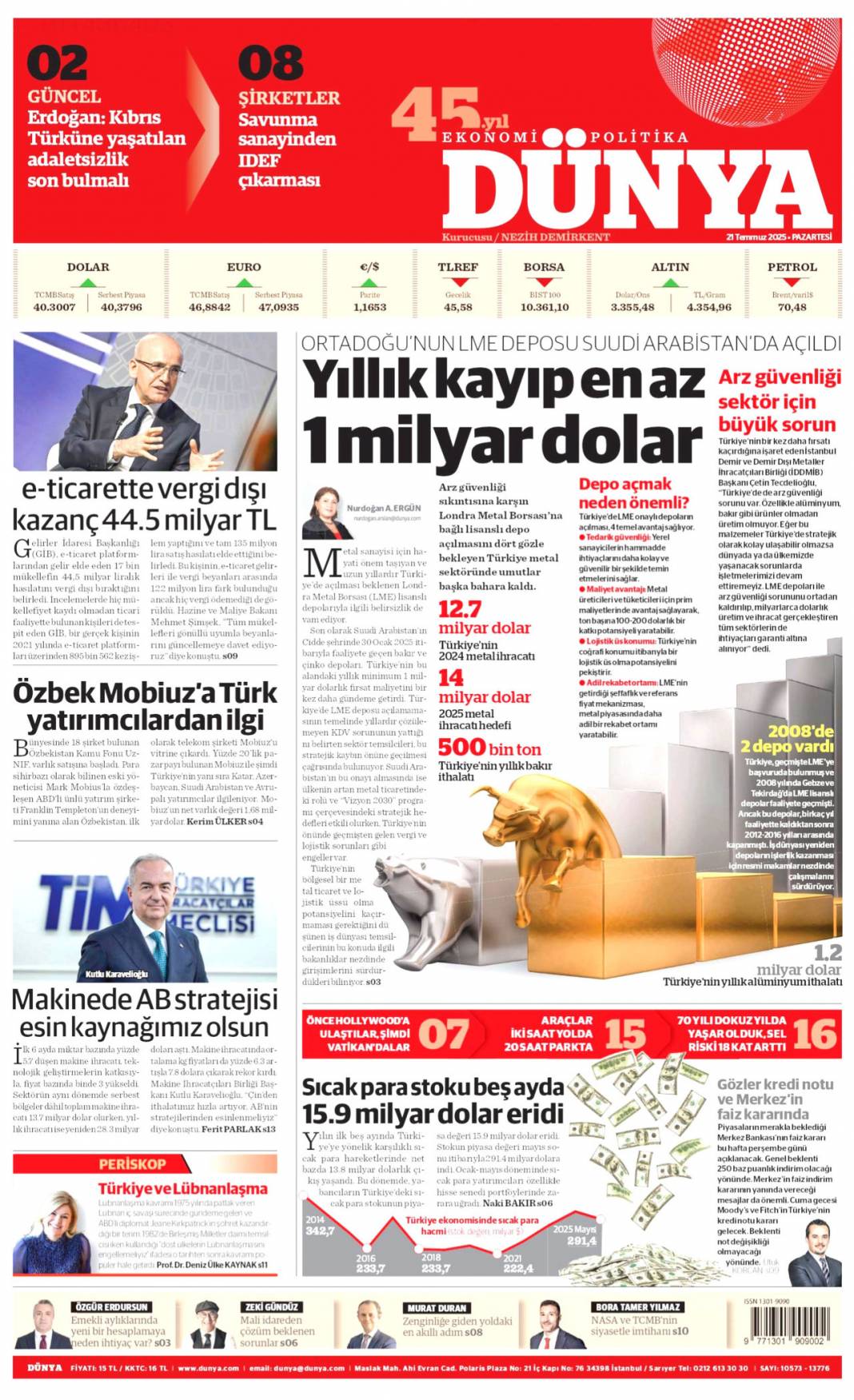 Plajlarda virüs alarmı: 21 Temmuz 2025 Pazartesi gazete manşetleri 7