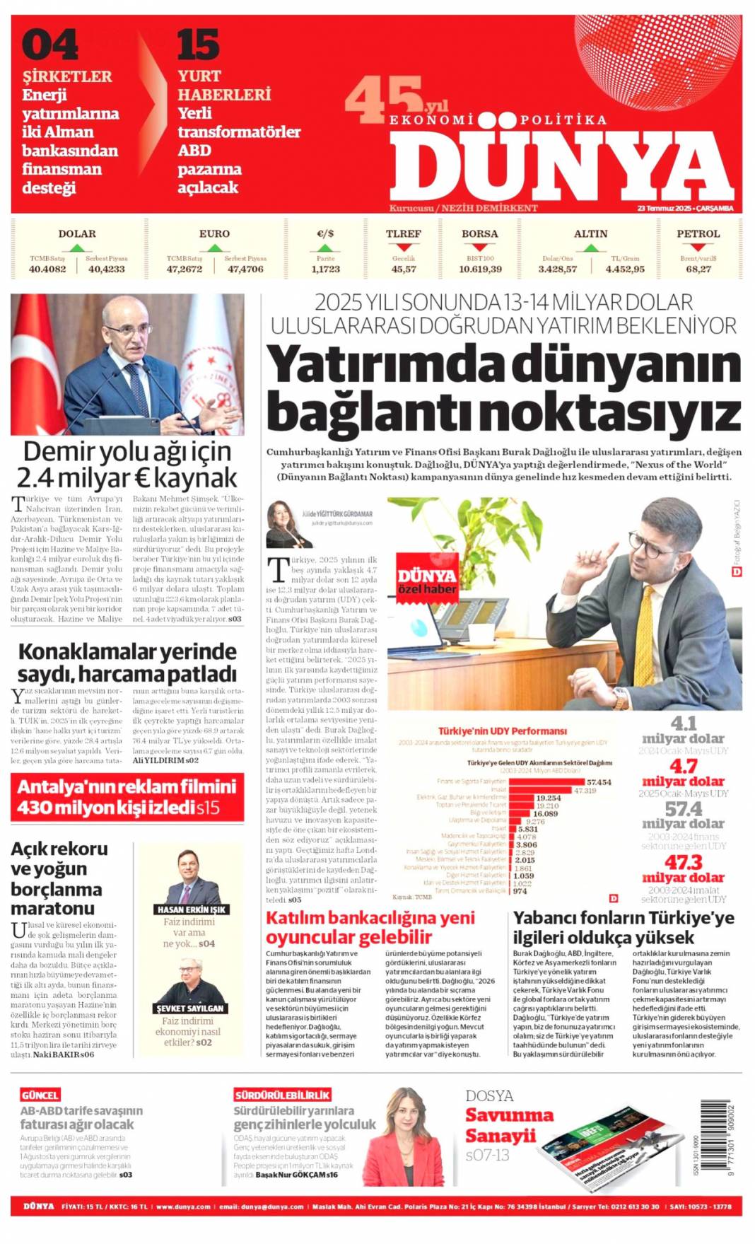 Savunma sanayimiz destan yazıyor: 23 Temmuz 2025 Çarşamba güncel gazete manşetleri 11