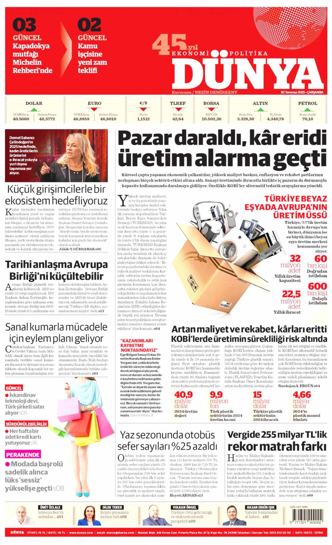 On yıl yetmez ver müebbeti: 30 Temmuz 2025 Çarşamba güncel gazete manşetleri 22