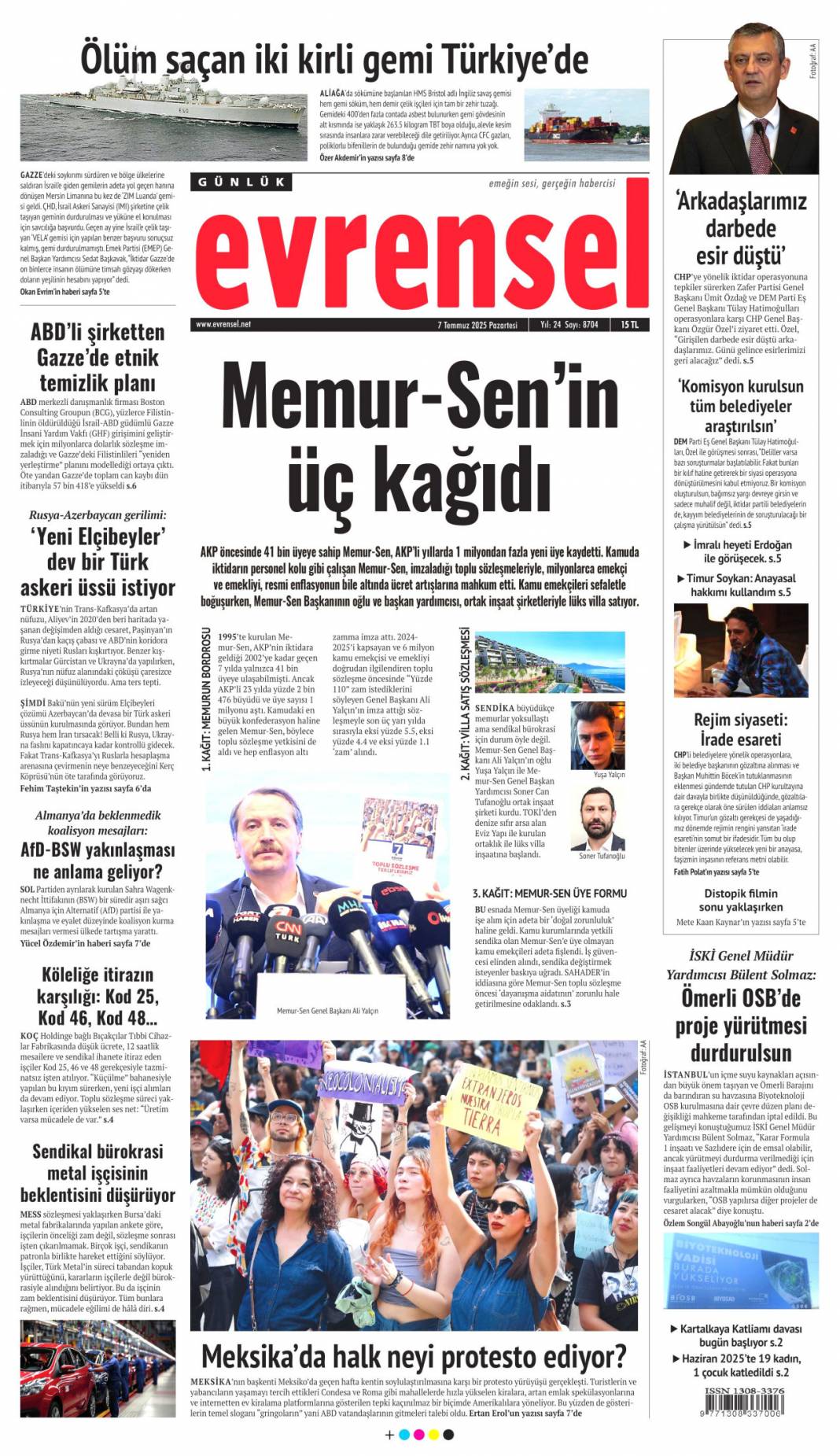 41 yıl sonra silahlara veda: 7 Temmuz 2025  Pazartesi, güncel gazete manşetleri 11