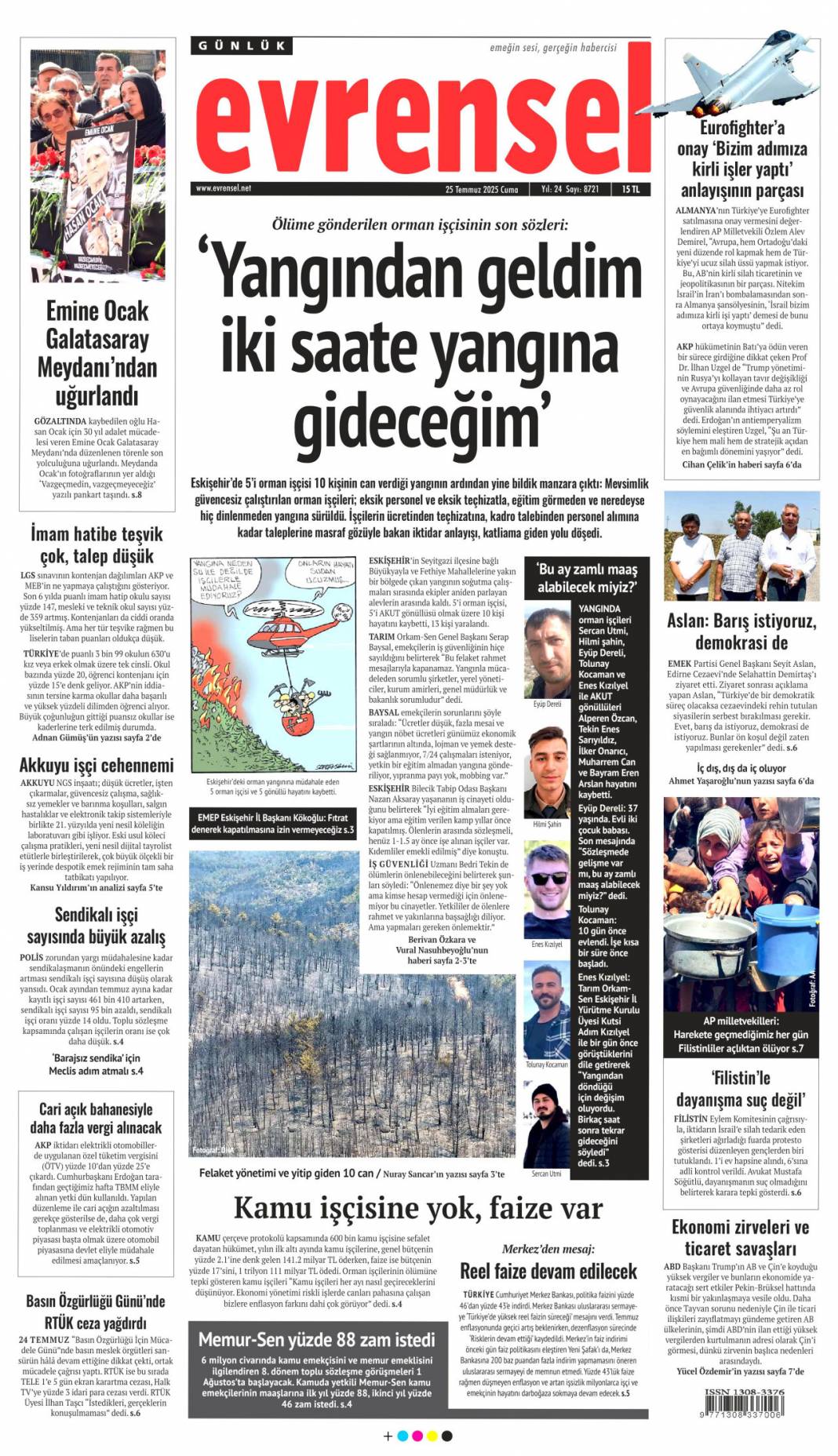 Vatan sevdalılarını yüreğimize gömdük: 25 Temmuz 2025 Cuma güncel gazete manşetleri 11