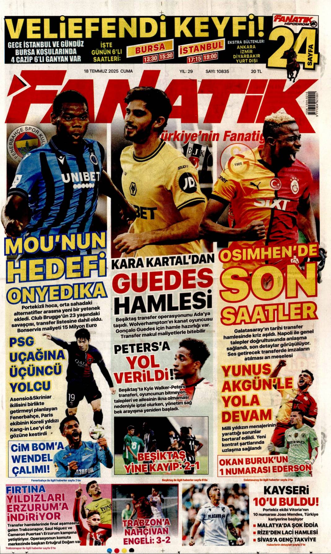 Suriye'yi böldürtmeyiz: 18 Temmuz 2025 Cuma, güncel gazete manşetleri 26