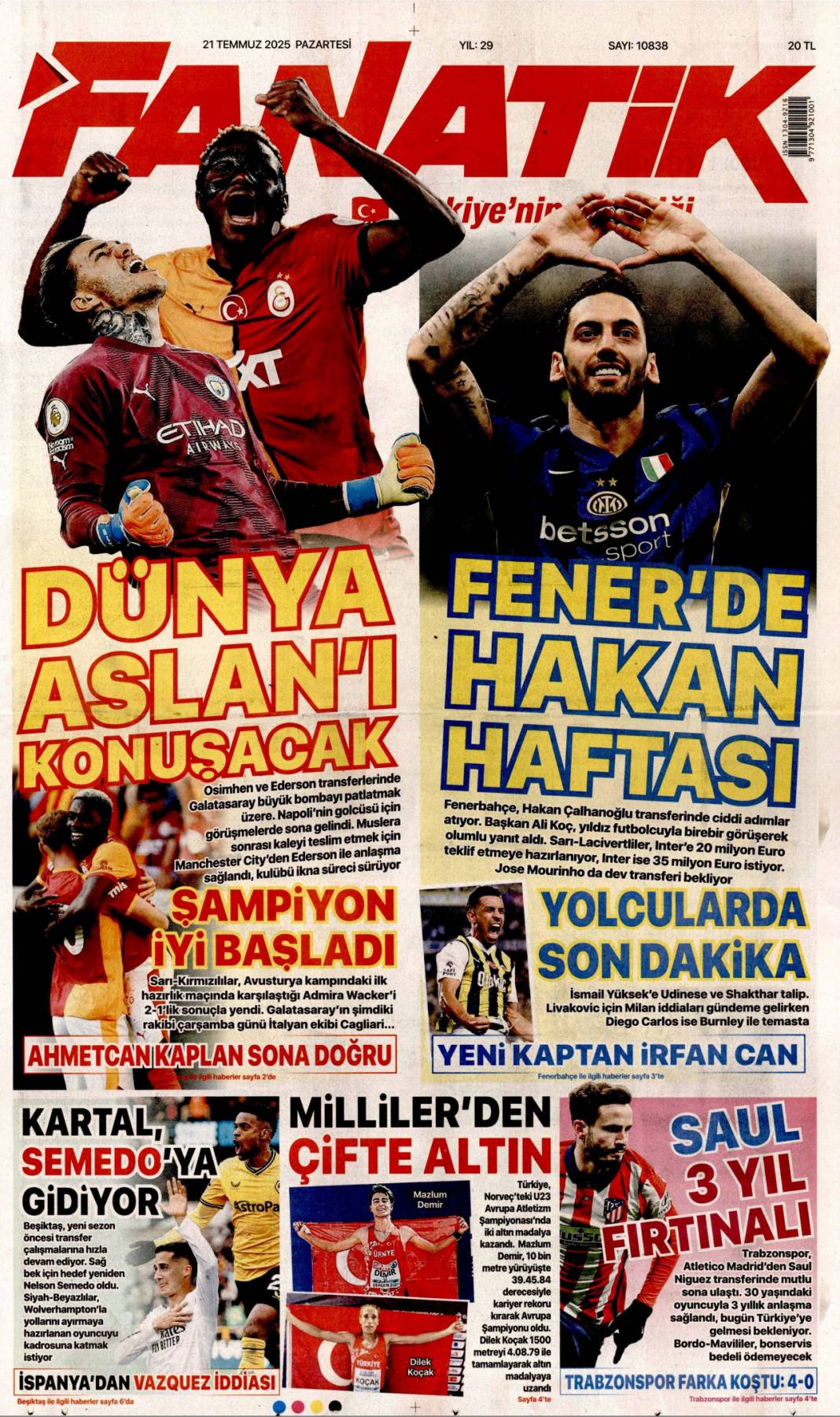 Plajlarda virüs alarmı: 21 Temmuz 2025 Pazartesi gazete manşetleri 23