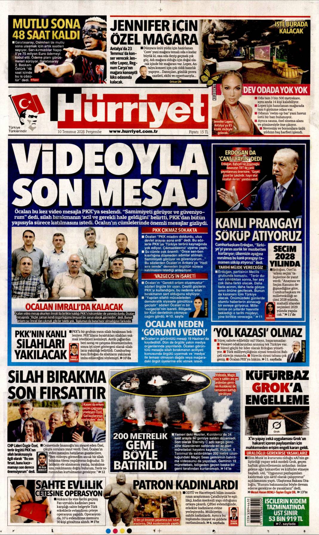 Cumhurbaşkanı Erdoğan: Haraç partisi! 10 Temmuz 2025 Perşembe gazete manşetleri 6