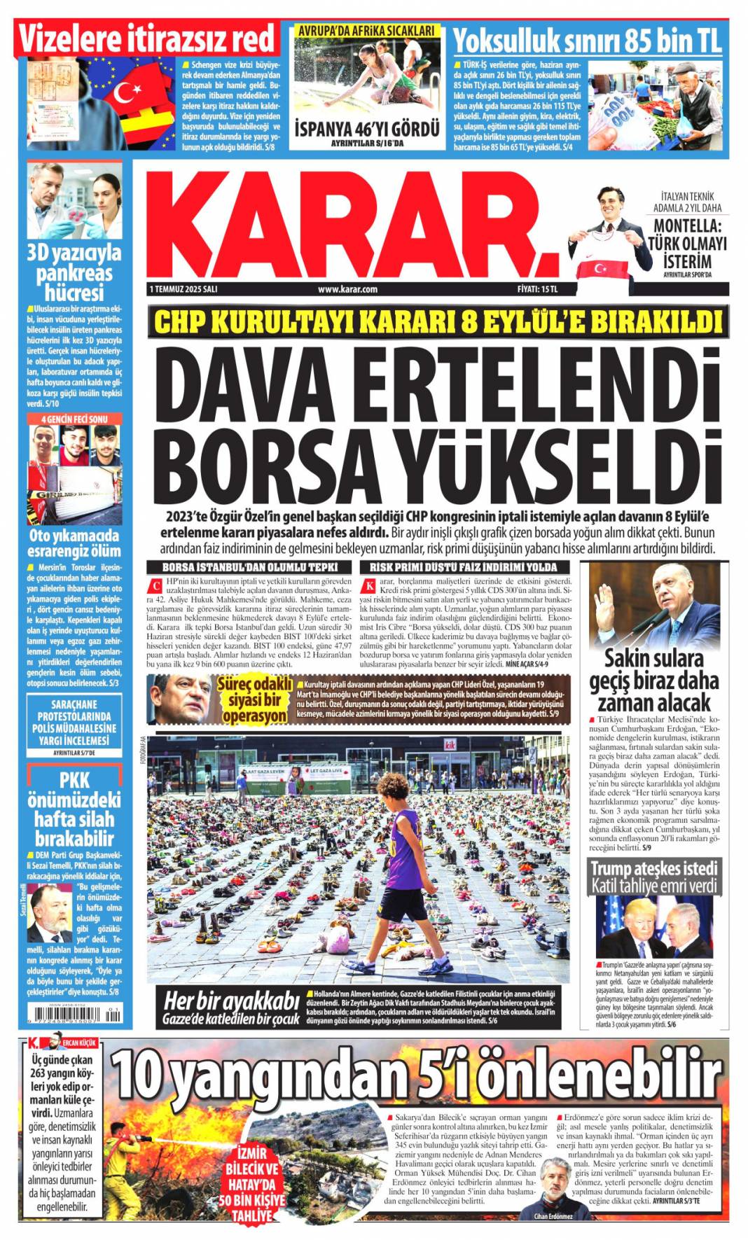 Kurultay'ın kaderi ceza davasında: 1 Temmuz 2025 Salı gazete manşetleri 13