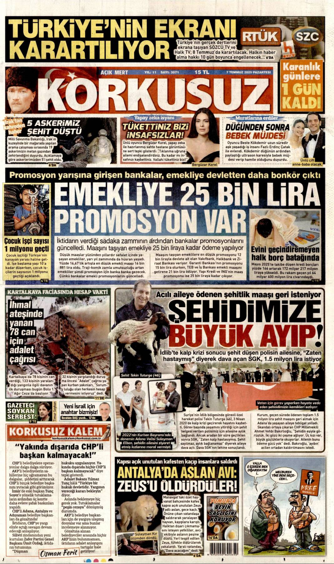 41 yıl sonra silahlara veda: 7 Temmuz 2025  Pazartesi, güncel gazete manşetleri 12