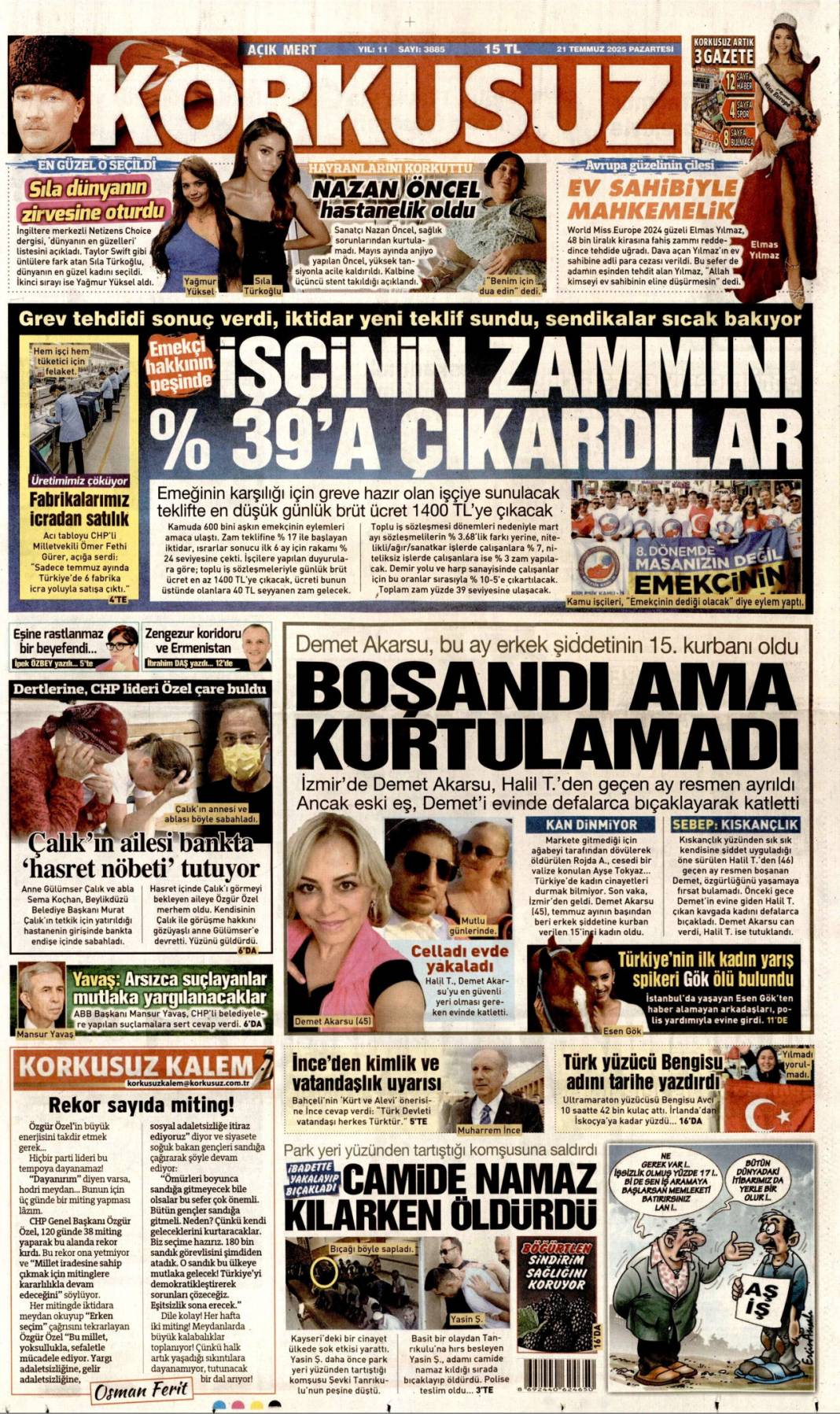 Plajlarda virüs alarmı: 21 Temmuz 2025 Pazartesi gazete manşetleri 11