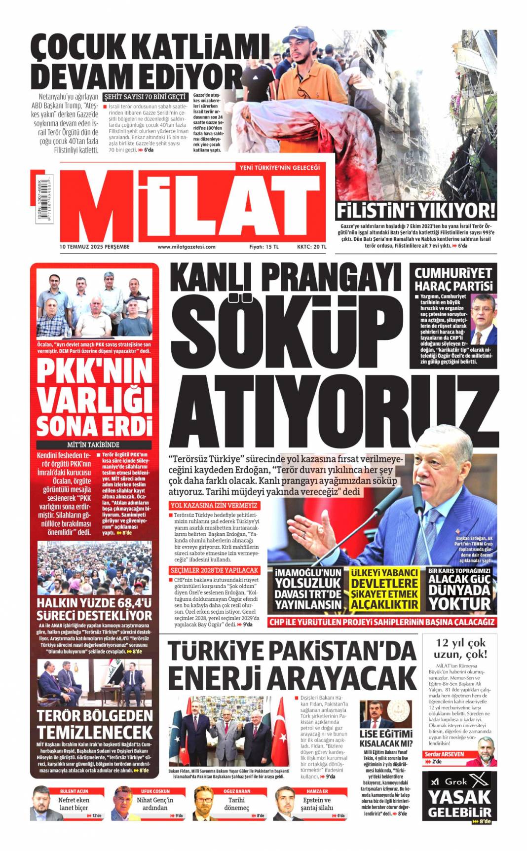 Cumhurbaşkanı Erdoğan: Haraç partisi! 10 Temmuz 2025 Perşembe gazete manşetleri 14